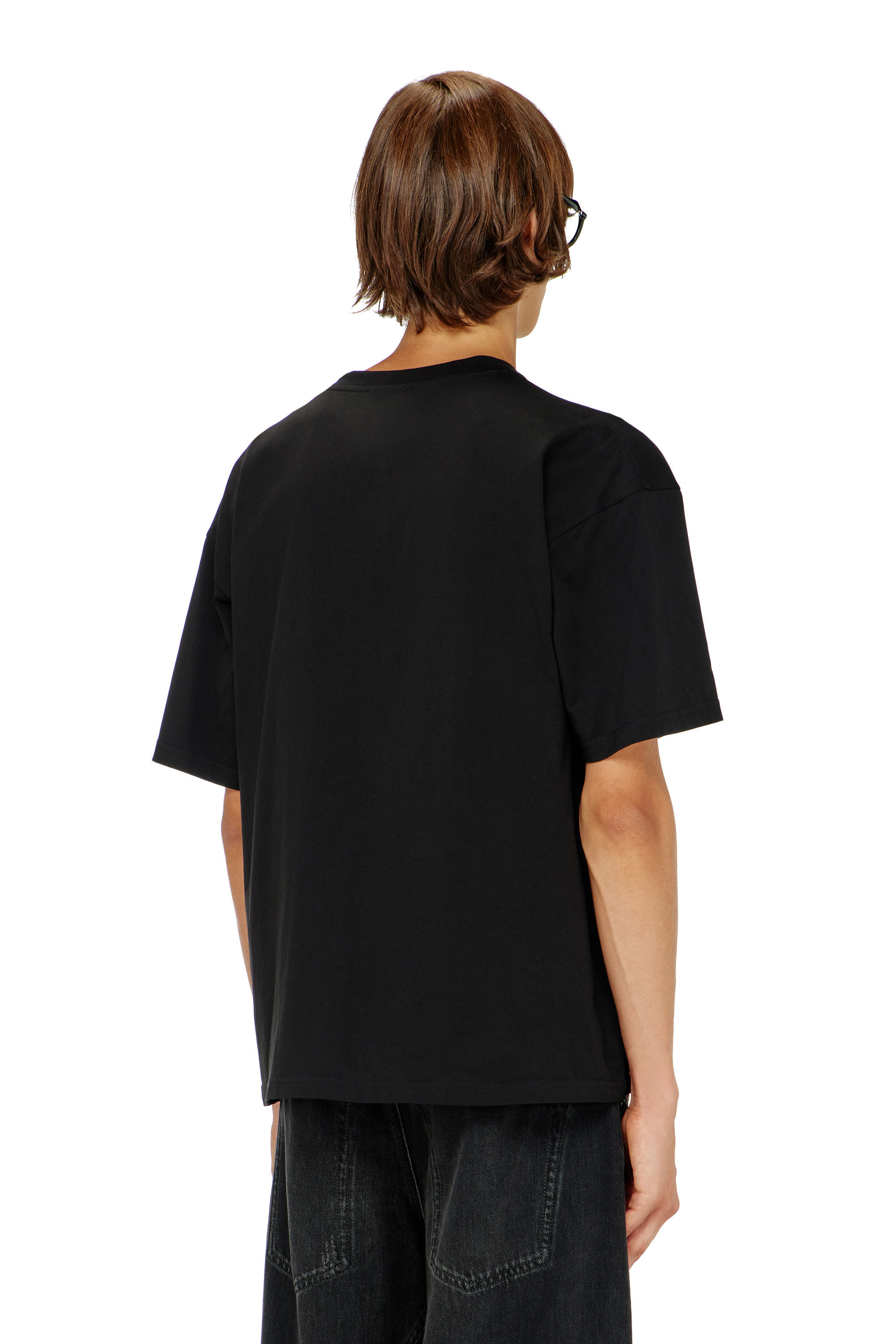 Diesel - T-BOXT-DCO, T-shirt in cotone dalla vestibilit&agrave; rilassata con ricamo Oval D Uomo in Nero - 4