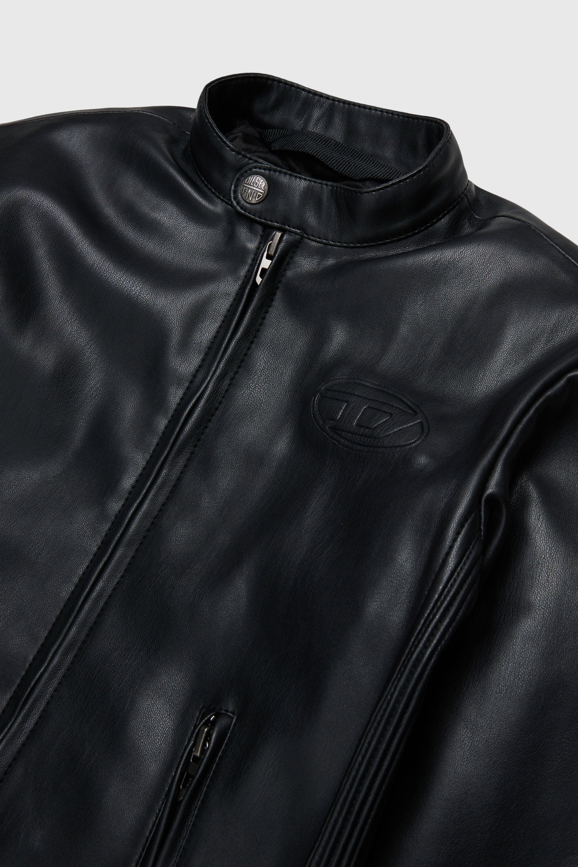 Diesel - JEMBY, Giacca biker con logo Oval D embossato Uomo in Nero - 3