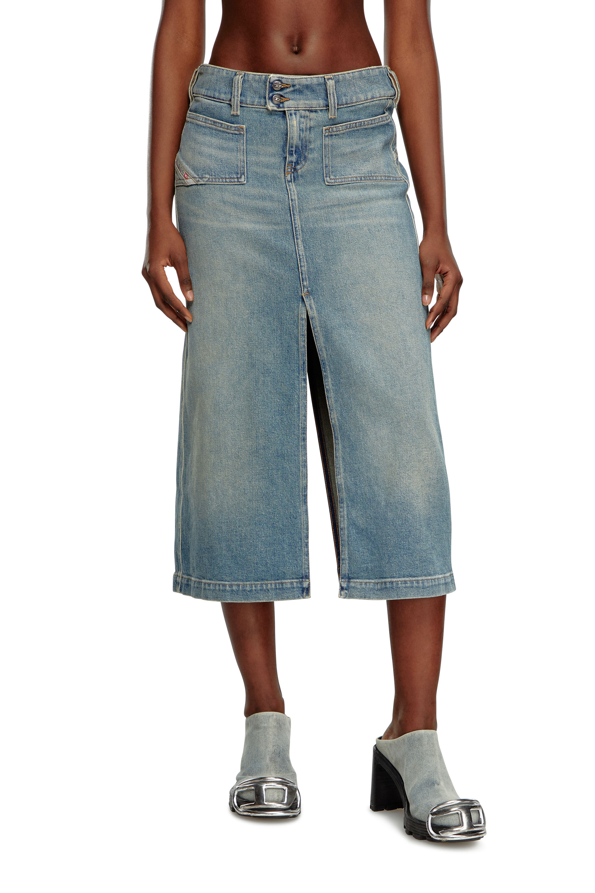 【関税&送料込】Diesel Gonna Midi In Denim Gonna midi in denim Donna | Blu | Diesel