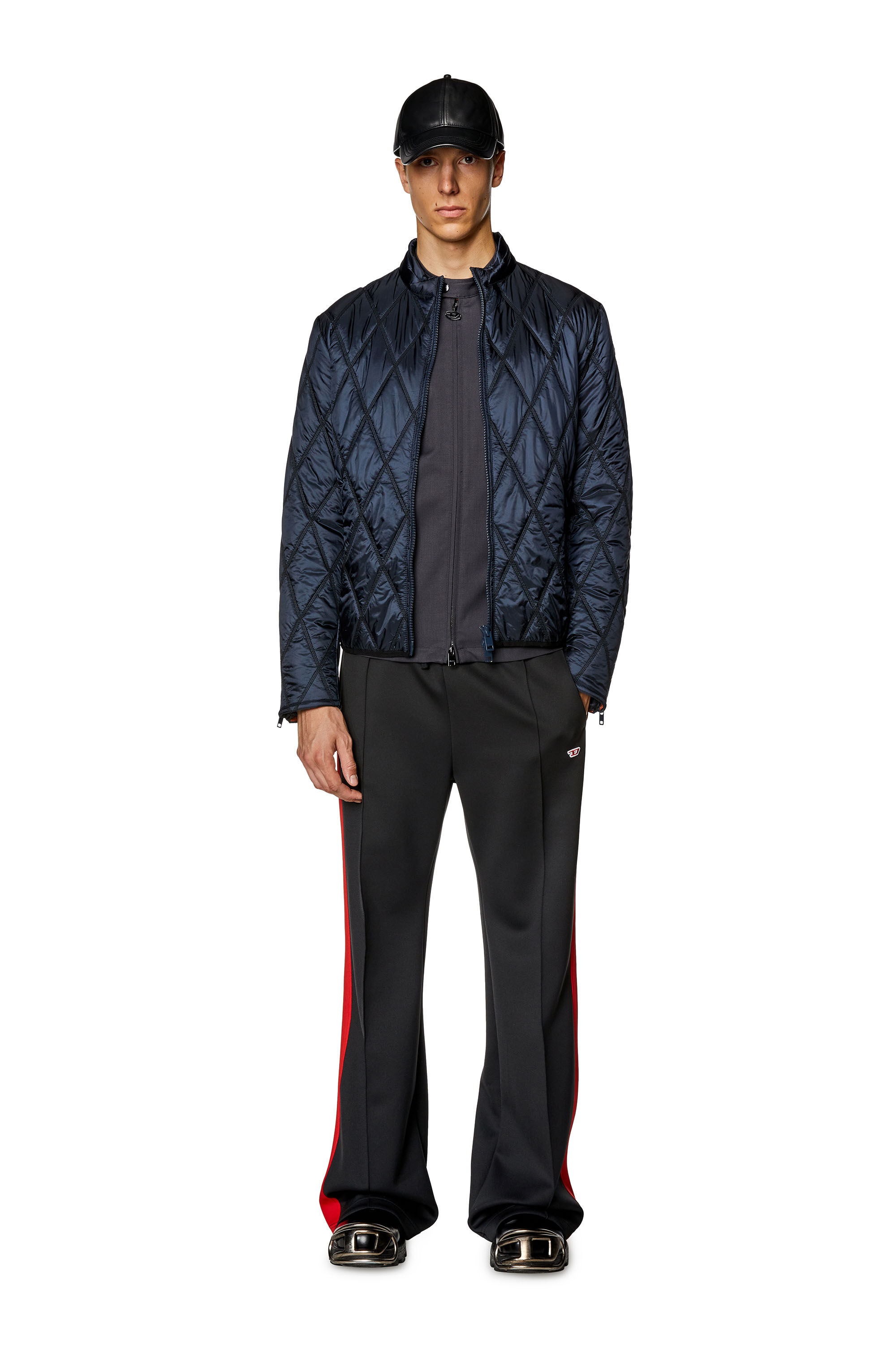 Diesel - J-NIEL, Giacca a lupetto in nylon trapuntato Uomo in Blu - 1