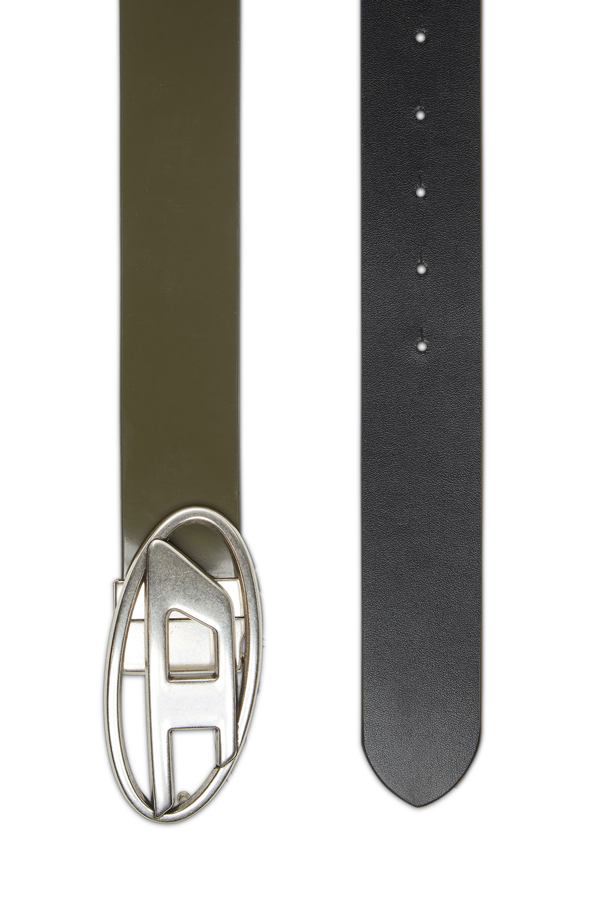 Diesel - B-1DR REV II, Man Reversible belt in matte and shiny leather in Green - Image 2