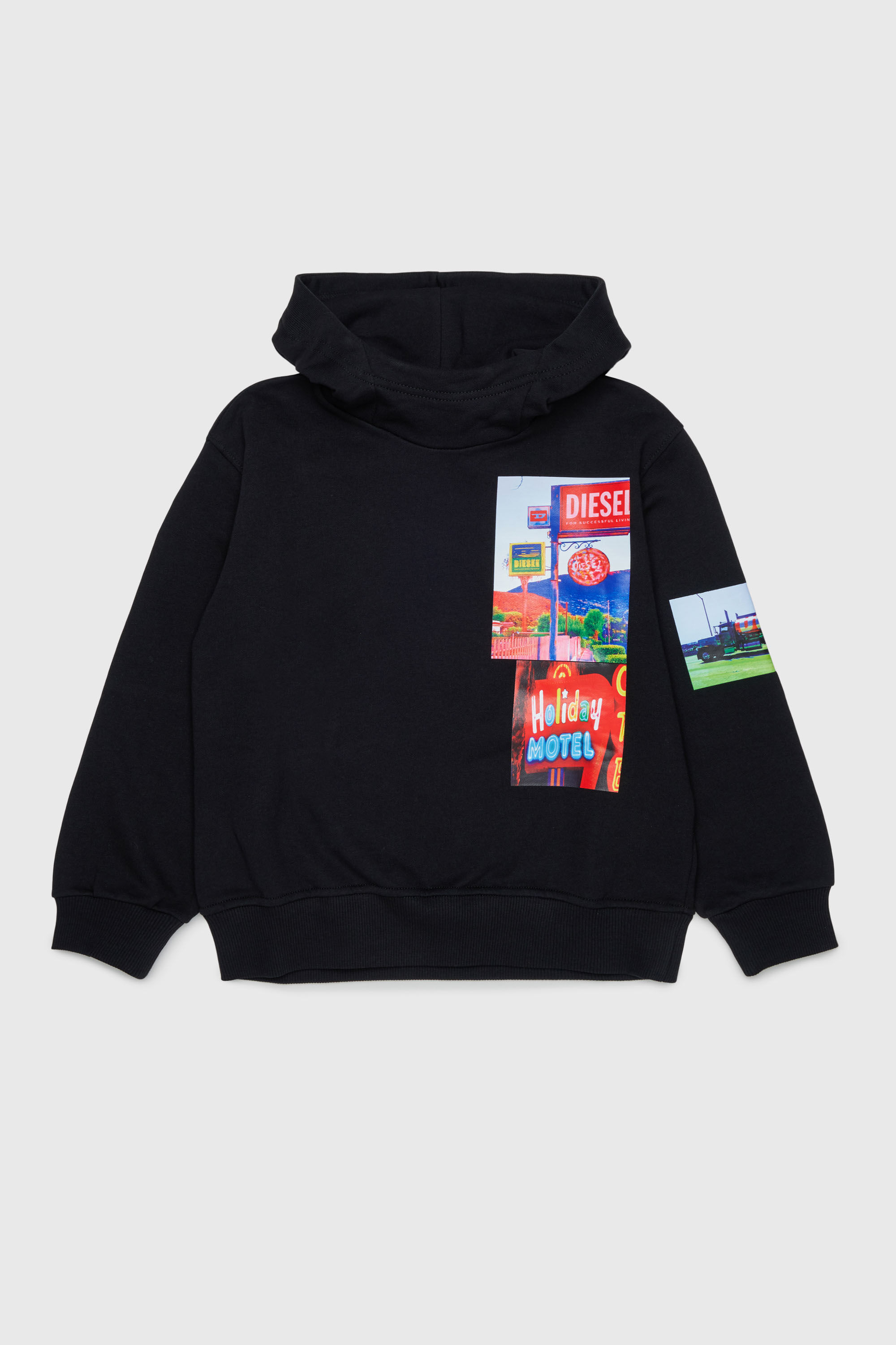 Diesel - SFORMY OVER, Hoodie con stampe Uomo in Nero - 1