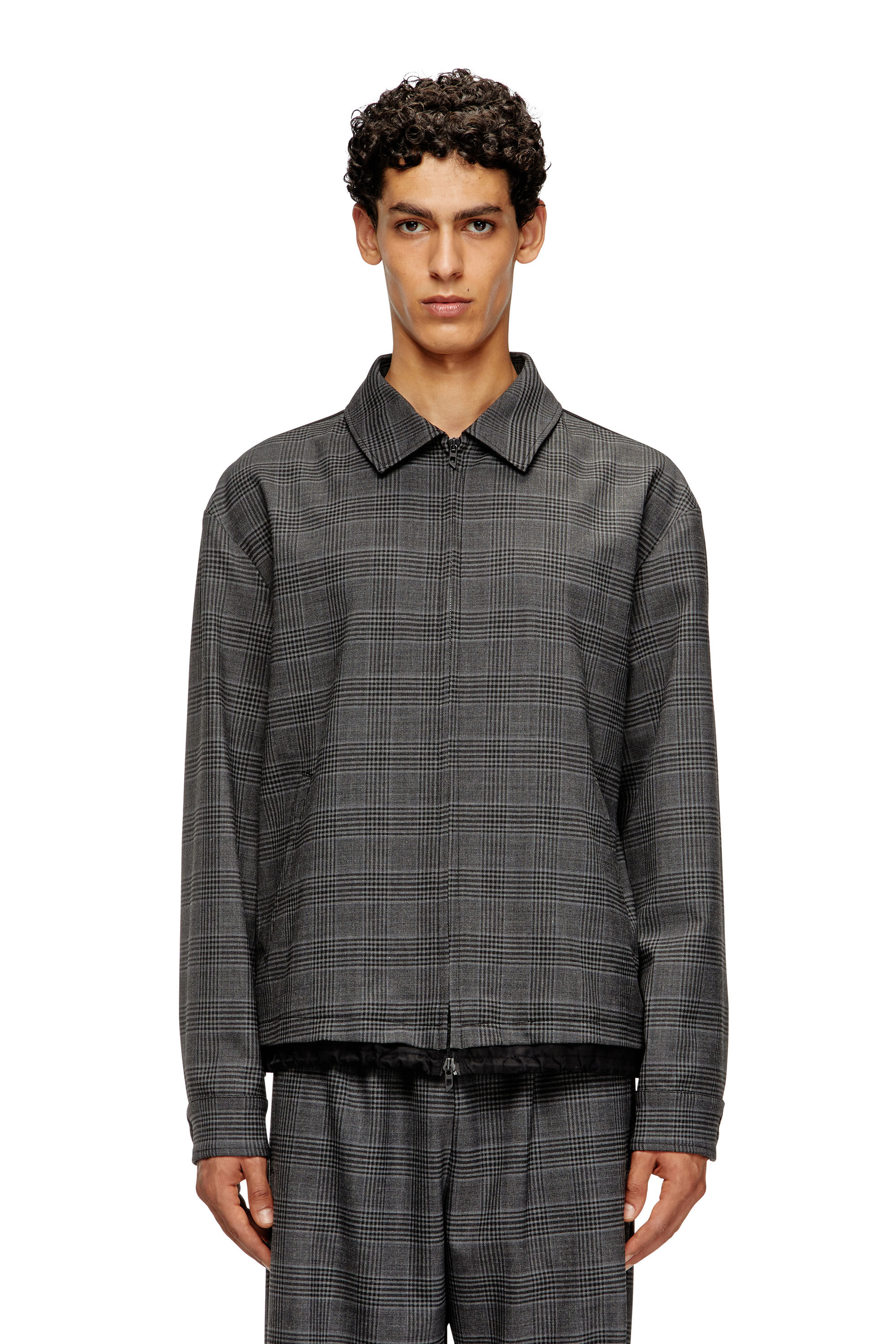 Diesel - J-TING, Giacca sportiva in misto lana e raso con tessuto Principe di Galles Uomo in Multicolor - 3