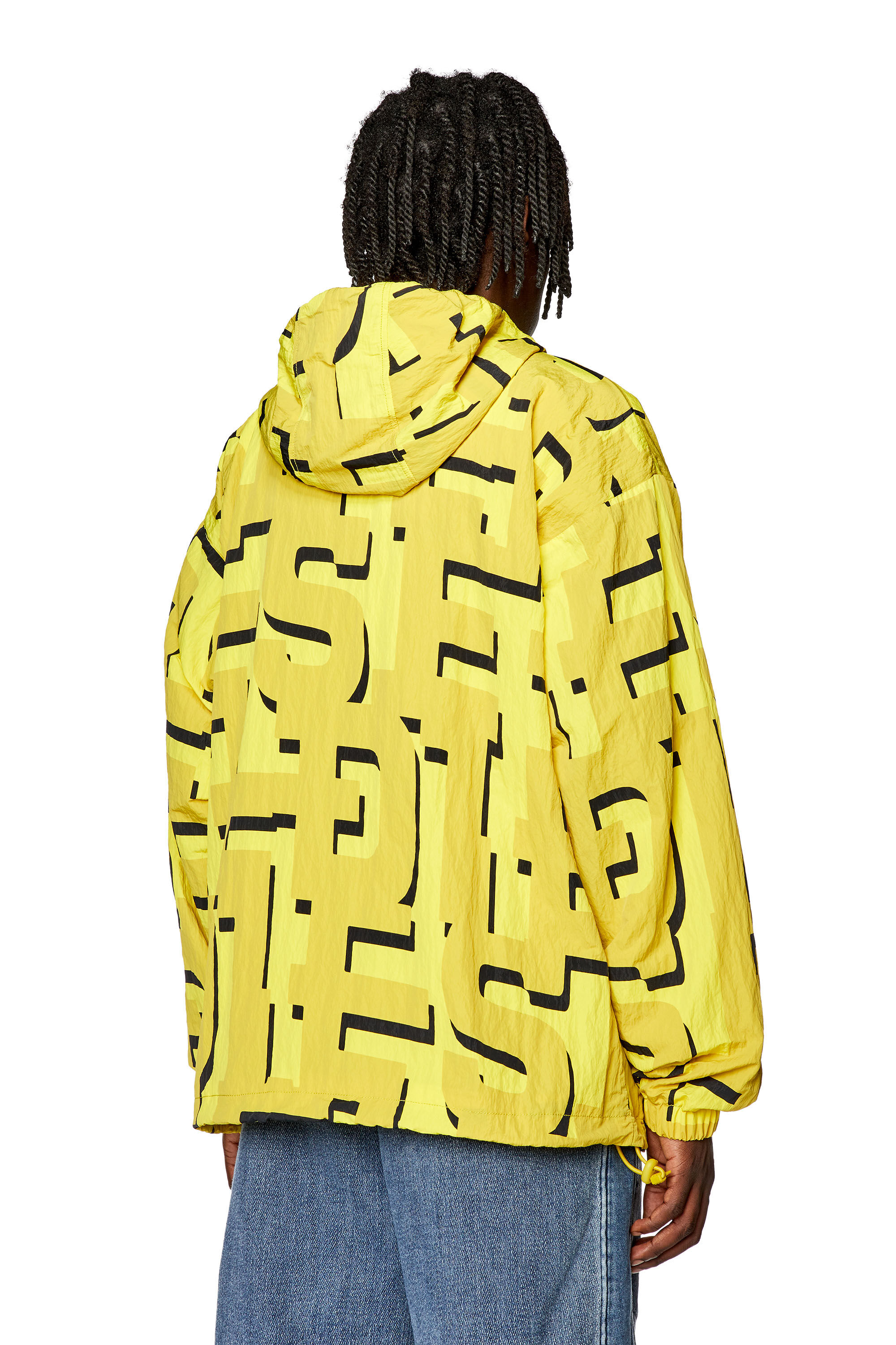 Diesel - J-JASS-MON-PRINT, Giacca a vento in nylon stampa monogram Uomo in Giallo - 4