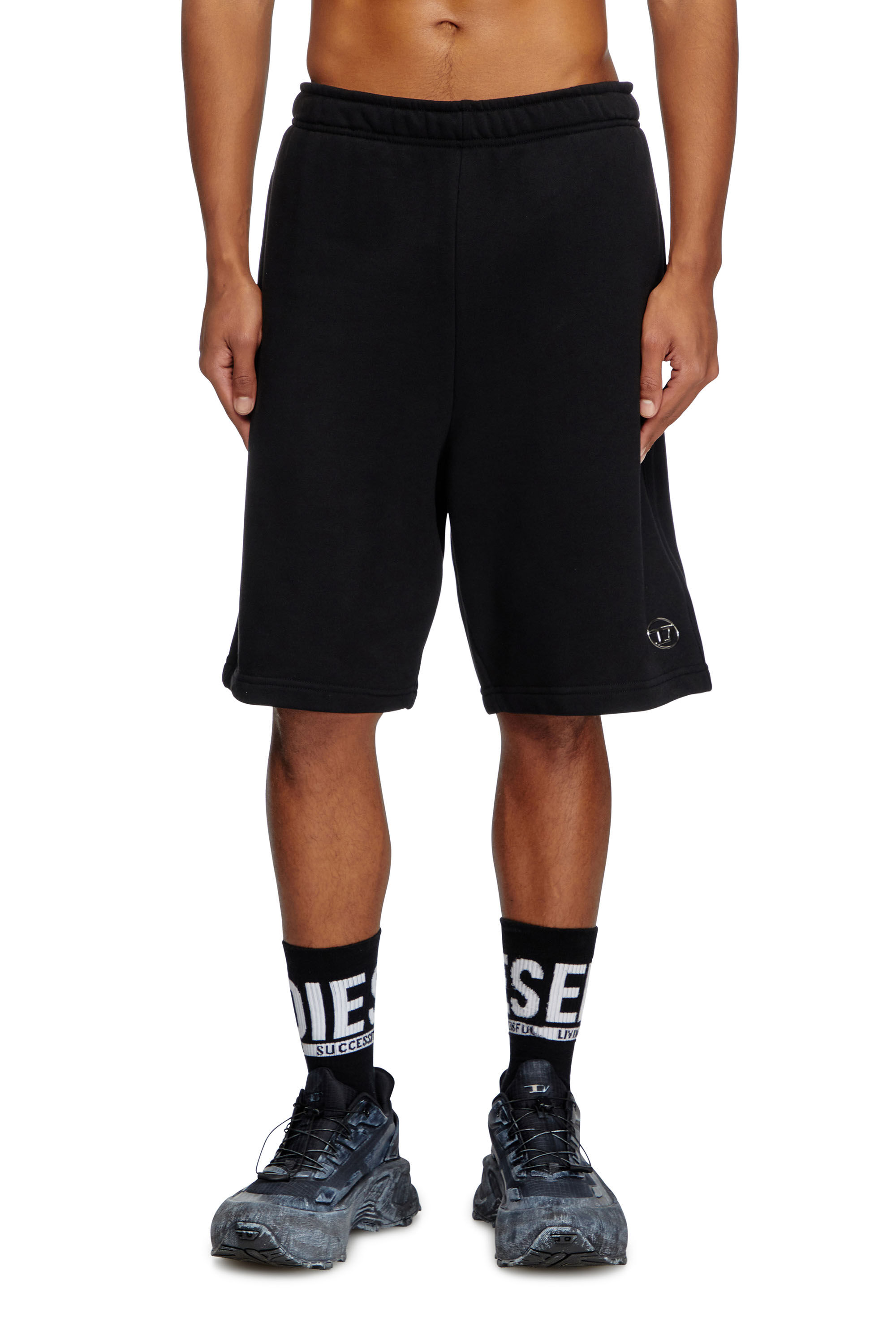 Short in felpa con Oval D argento Uomo Nero Diesel