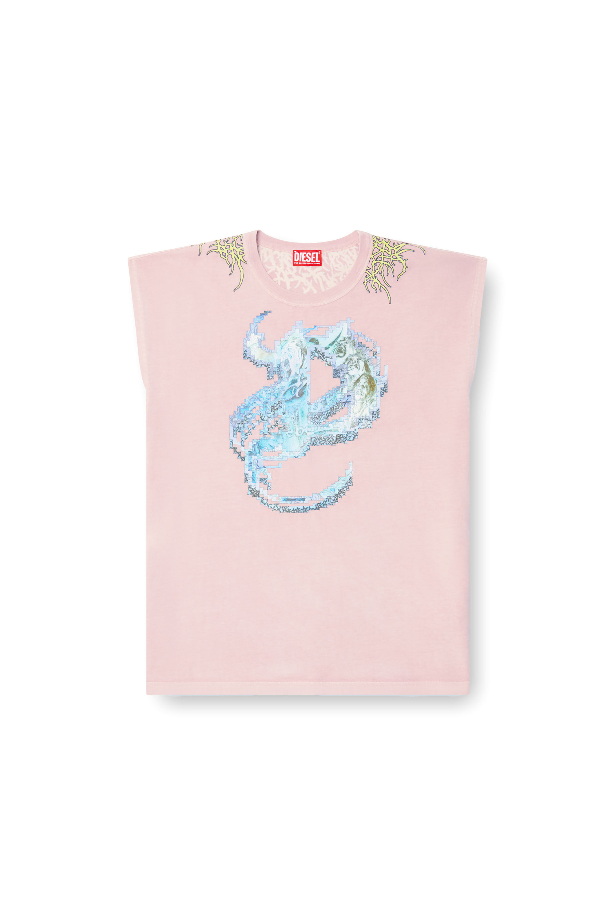 Diesel - T-BOXT-SL-R1, Man's Tank top with tattoo graphics in Pink - 2