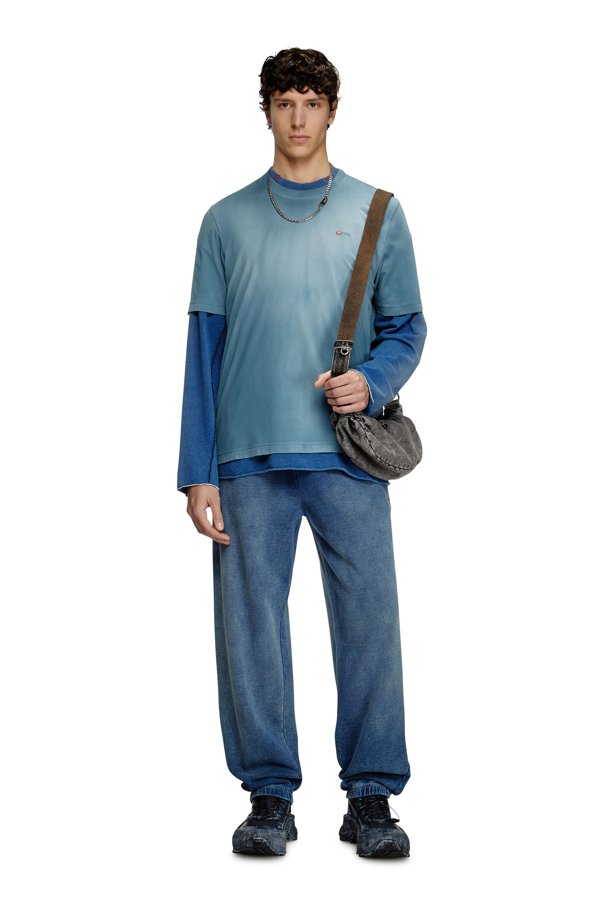 Diesel - RAVE CROSSBODY X, Rave-Borsa a tracolla piccola in denim schiarito Uomo in Nero - 6