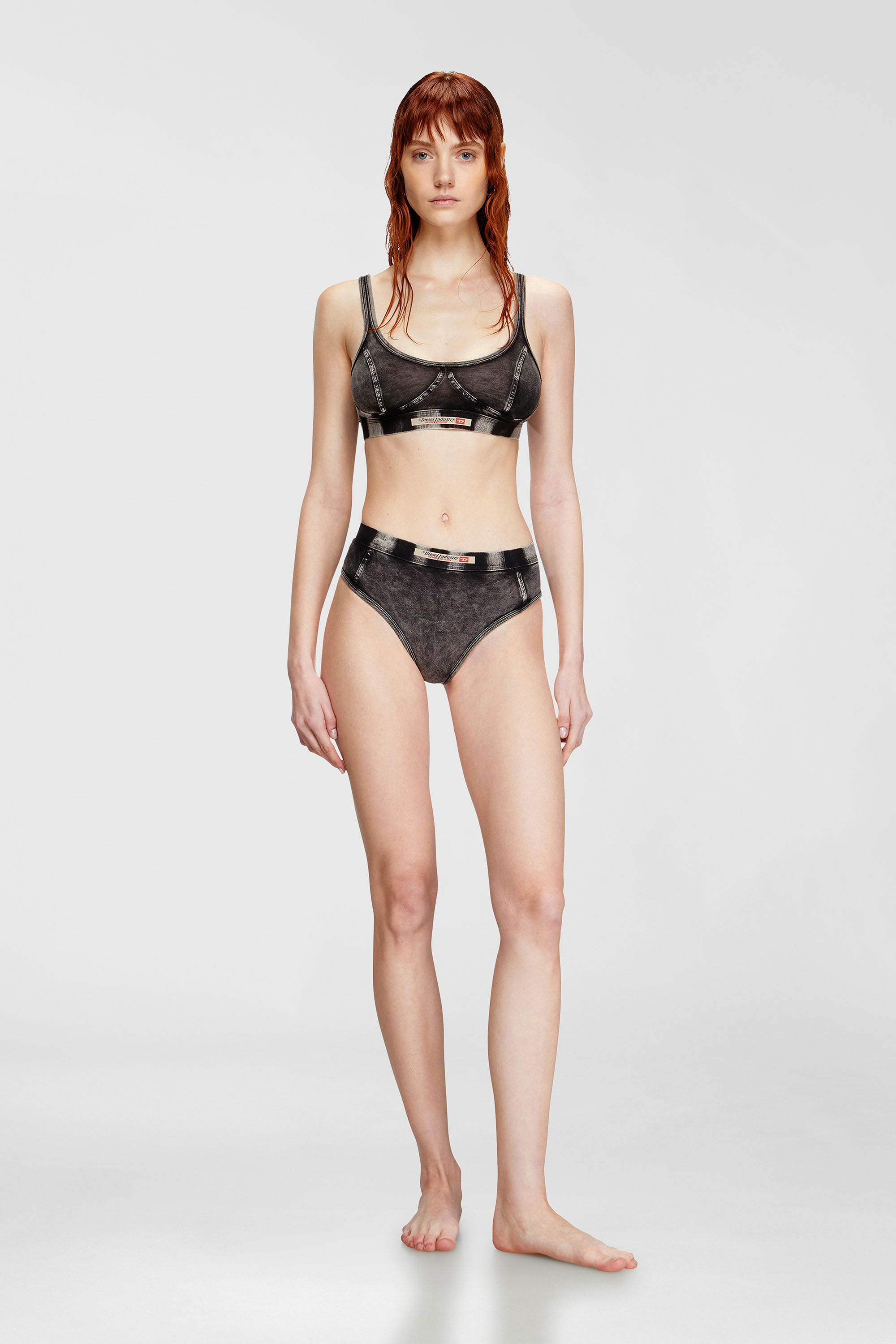 Diesel - HIPSTER-DNM, Culotte in jersey effetto denim Donna in Nero - 1