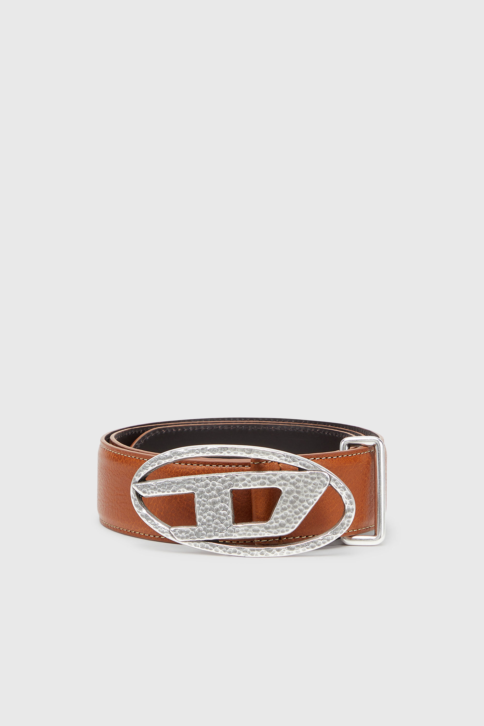 Diesel - B-1DR, 4cm cintura in pelle con fibbia Oval D martellata Unisex in Marrone - 1