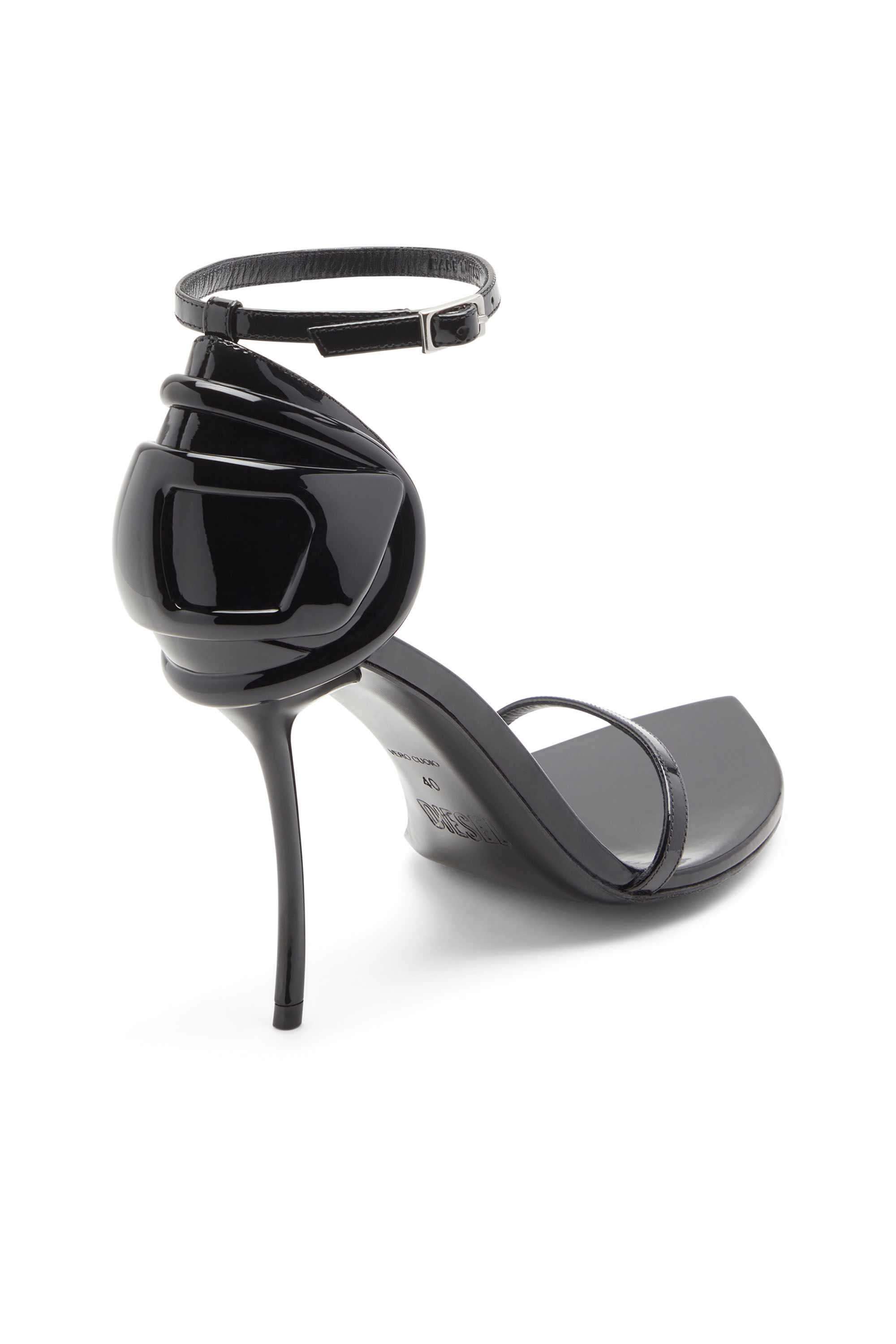 Diesel - D-TEN&HALF SANDAL, D-Ten&Half-Sandalo a stiletto in vernice e raso Donna in Nero - 6