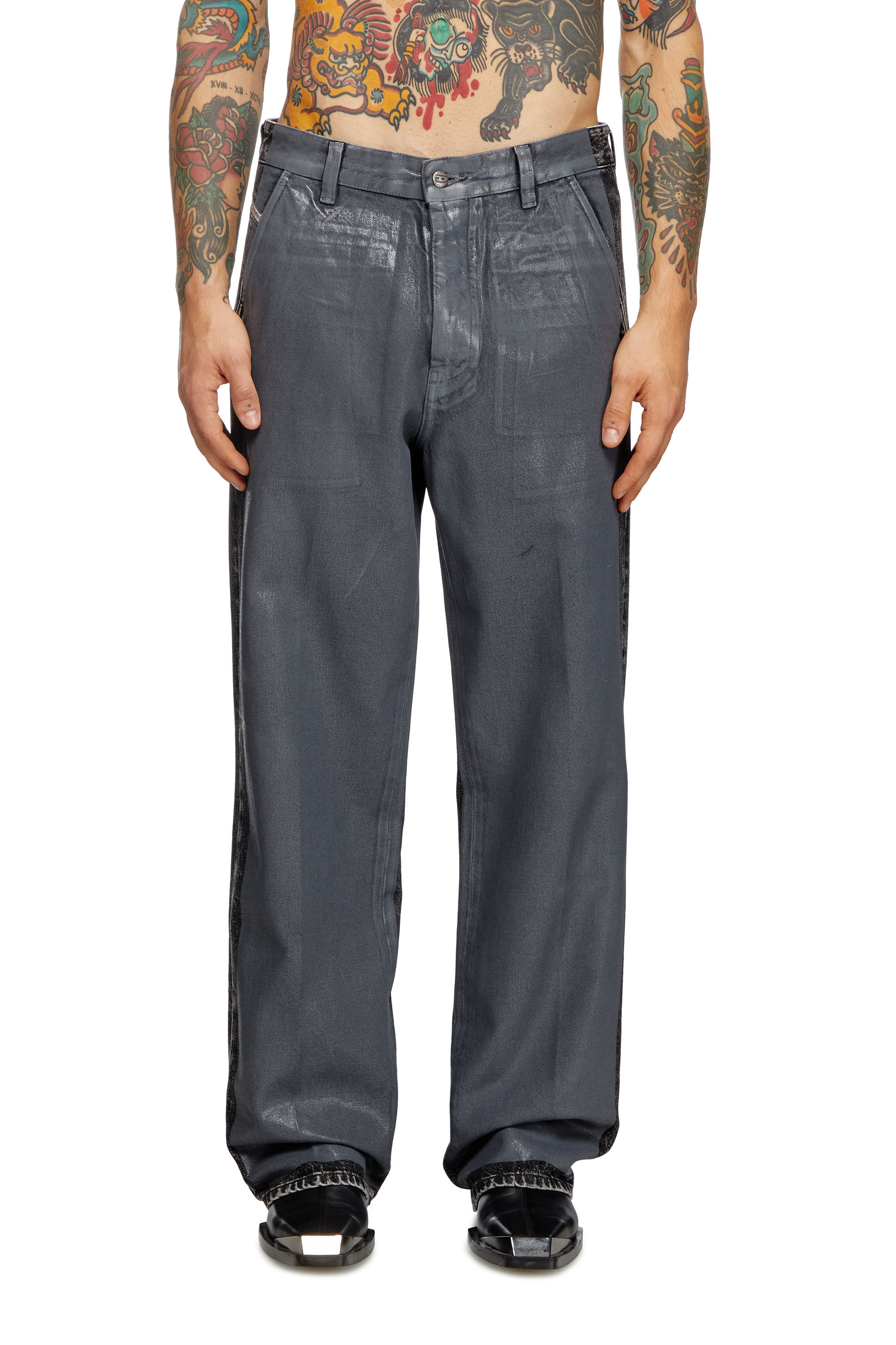 Diesel - Straight Jeans D-Phant-chino 007AP Uomo, Grigio - Image 3