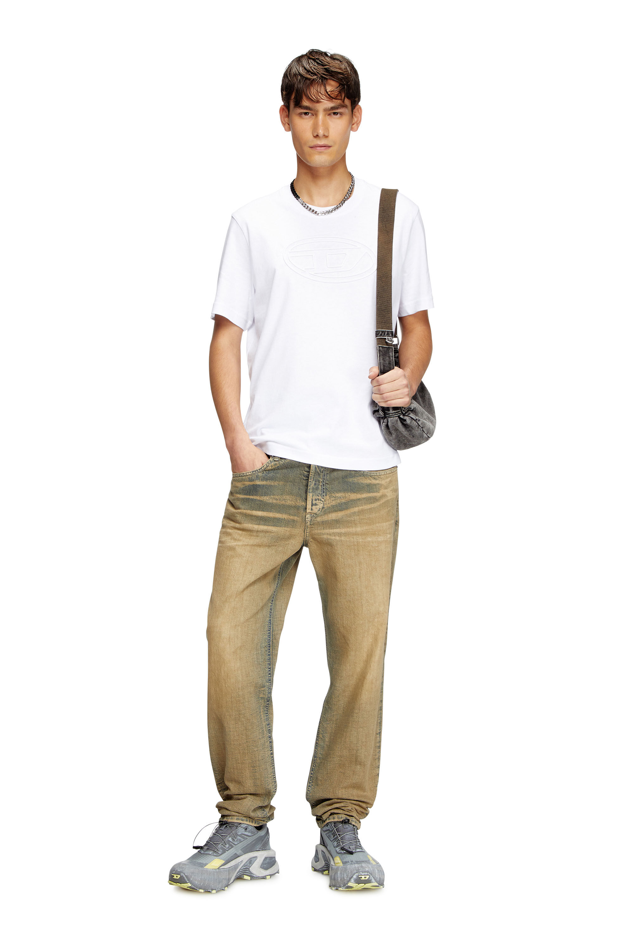 Diesel - T-ADJUST-BIGOVAL, T-shirt con Oval D in rilievo Uomo in Bianco - 1