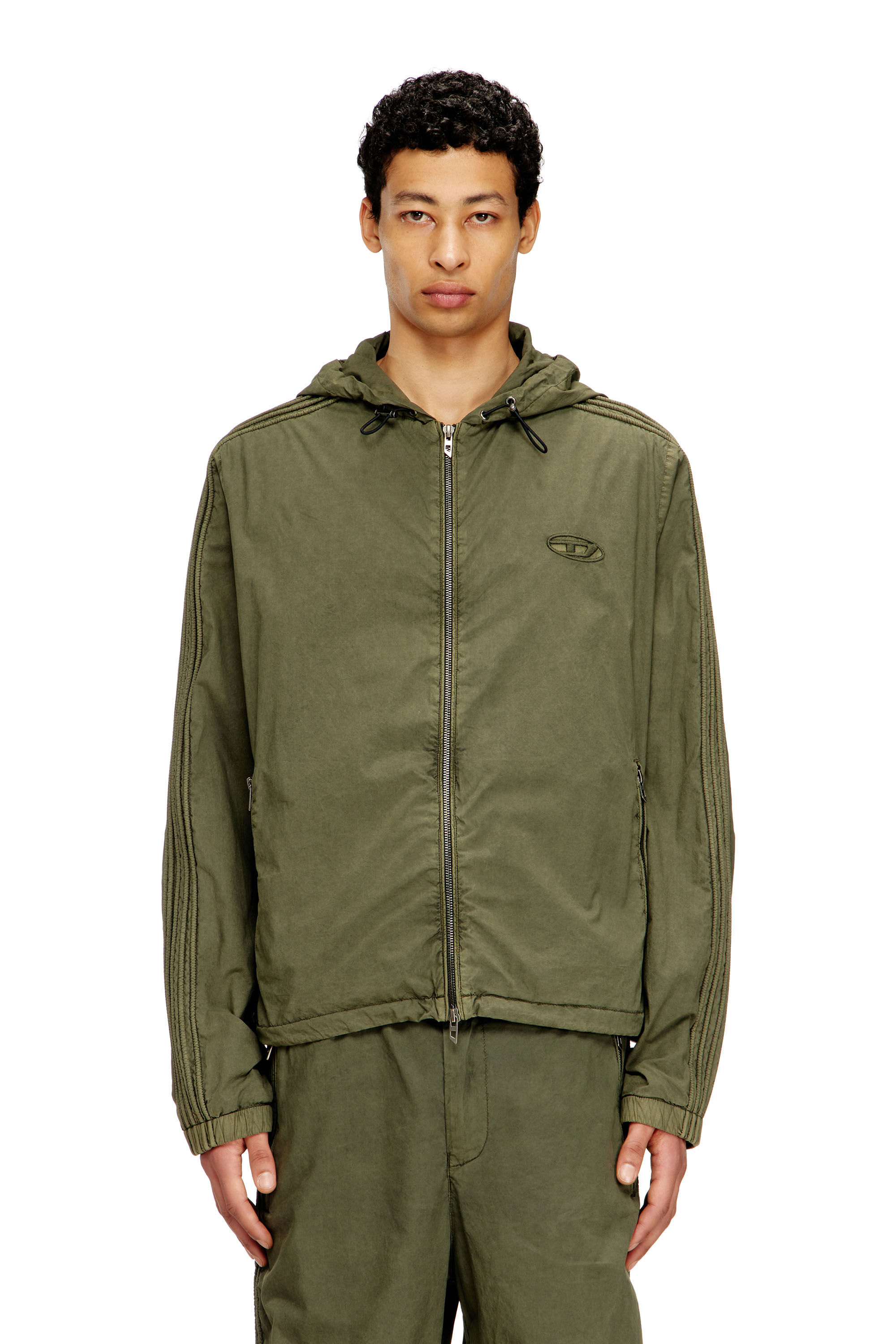 Diesel - J-STITCH, Giacca con cappuccio e zip in popeline di cotone Uomo in Verde - 3