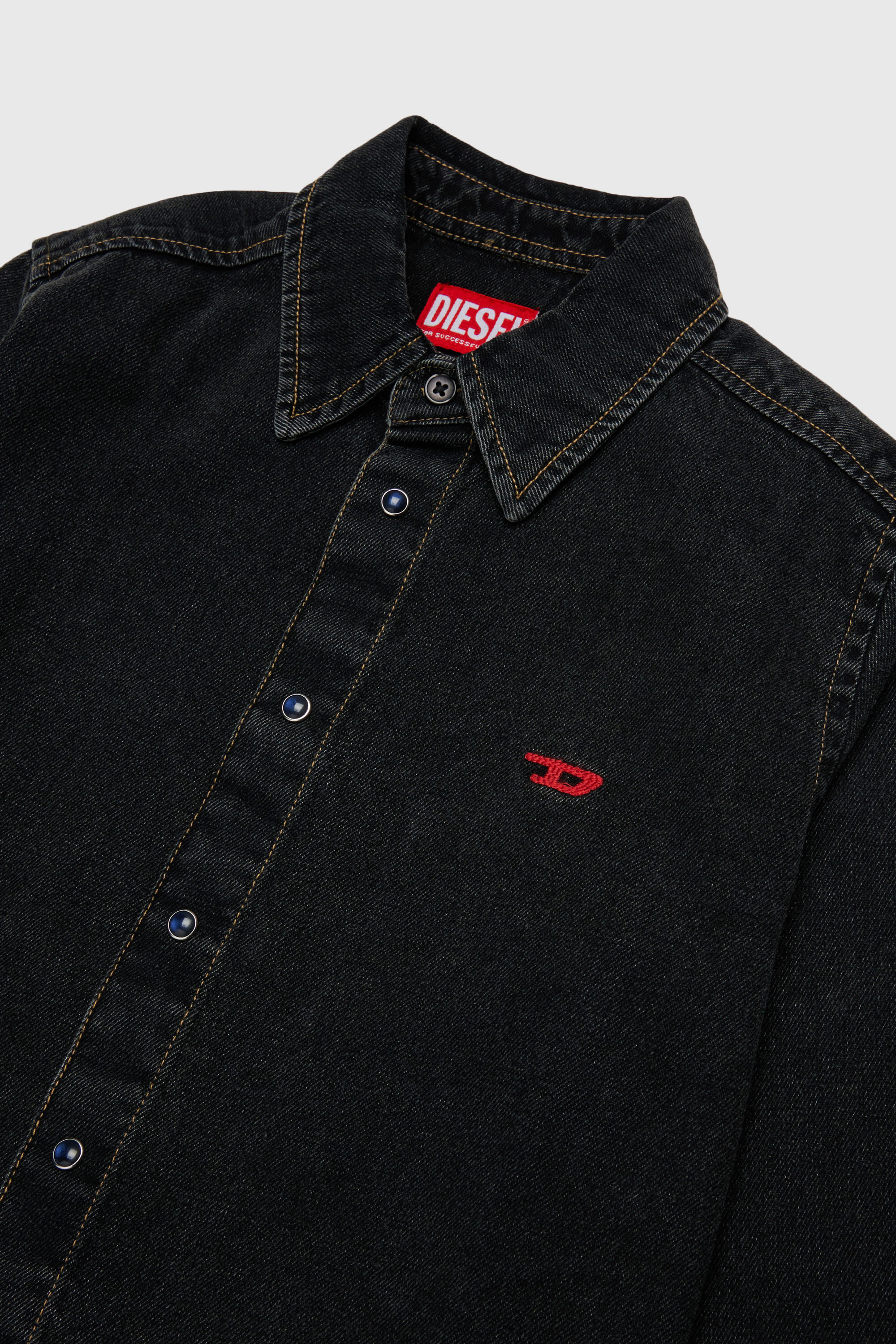 Diesel - CSIMPLY-OVER, Camicia in denim con ricamo logo D Uomo in Nero - 3