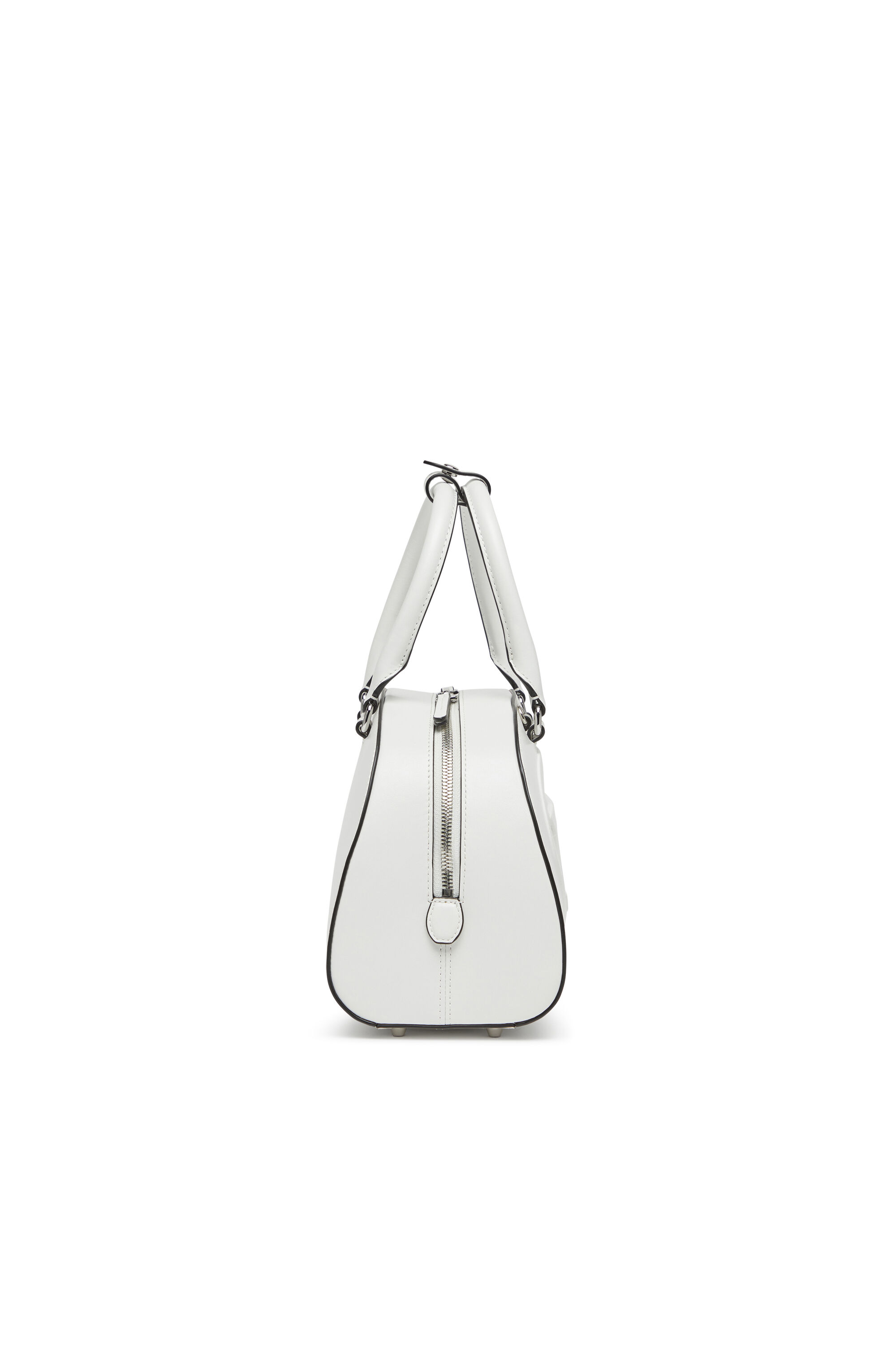 DIESEL☆ Leather bowling bag ホワイト ショルダー付き Women's 1DR Dome-Colour-block mini bowling bag | White | Diesel