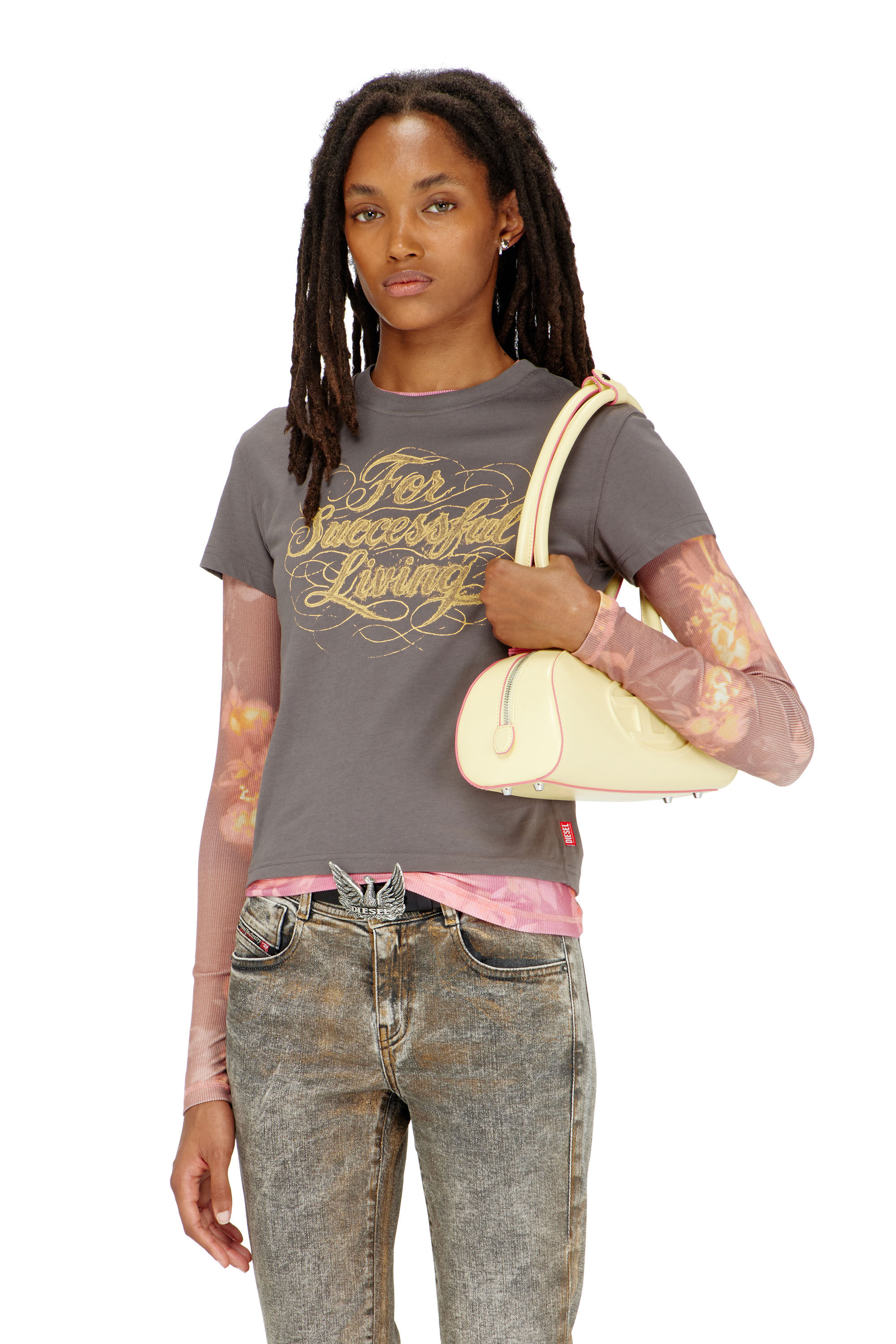 Diesel - T-ILA-AA4, T-shirt con stampa logo Donna in ToBeDefined - 3