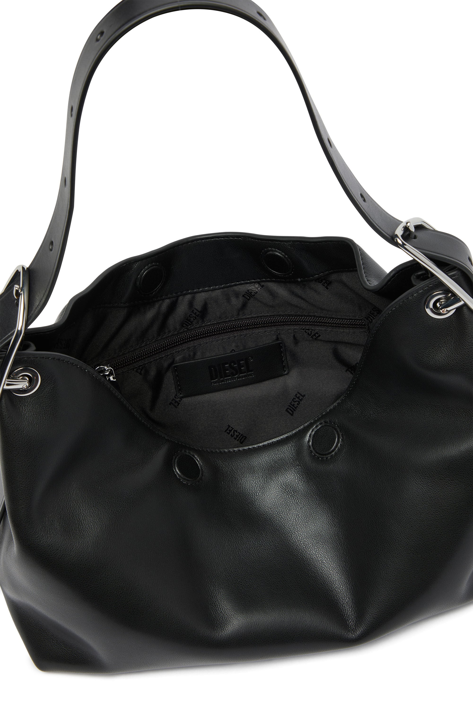 Diesel - D-LINE HOBO S, Woman's D-Line-Leather shoulder bag in Black - 6