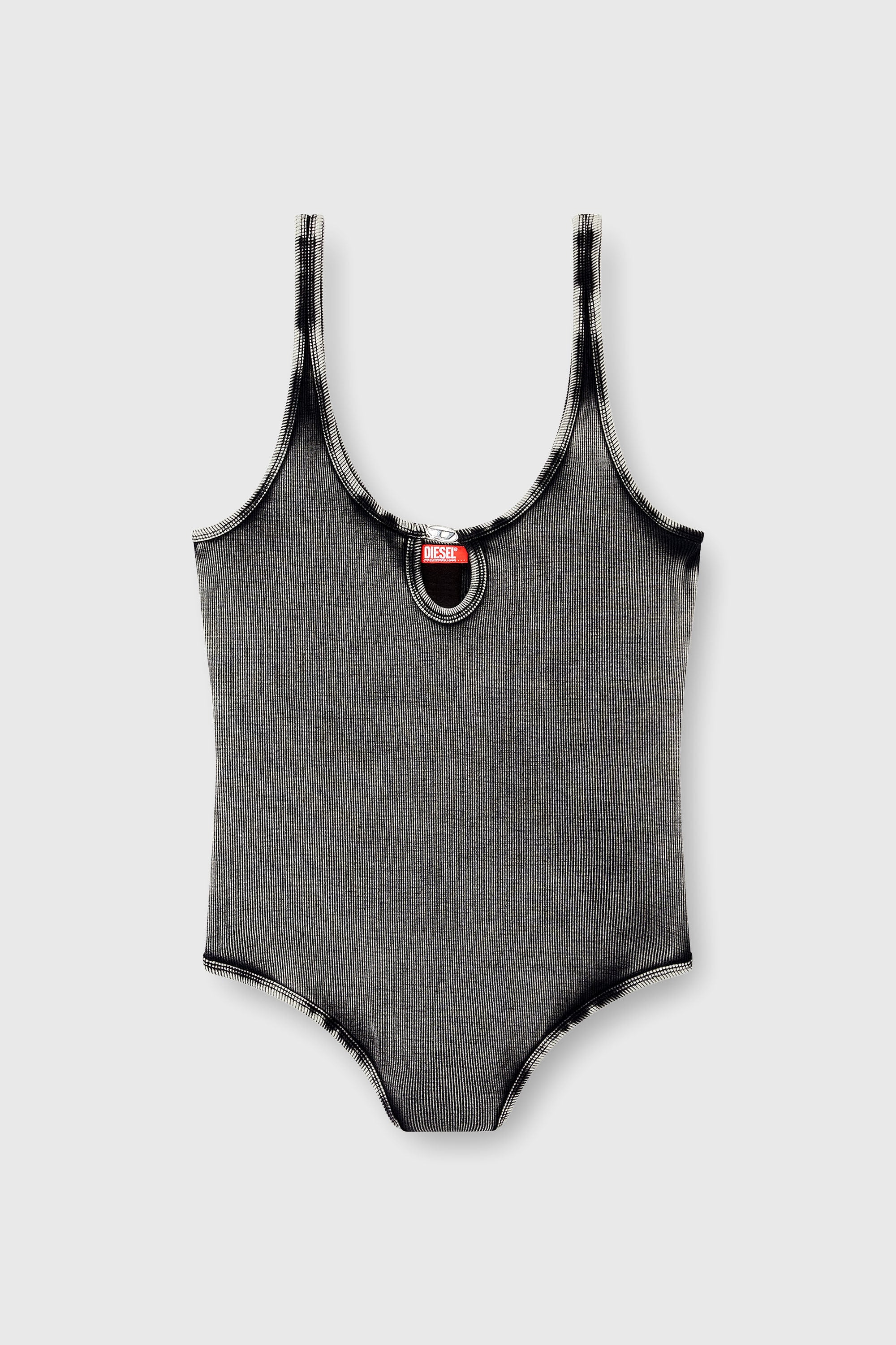 Diesel - MAURA-DNM, Body in cotone stretch effetto marmorizzato Donna in Grigio - 2