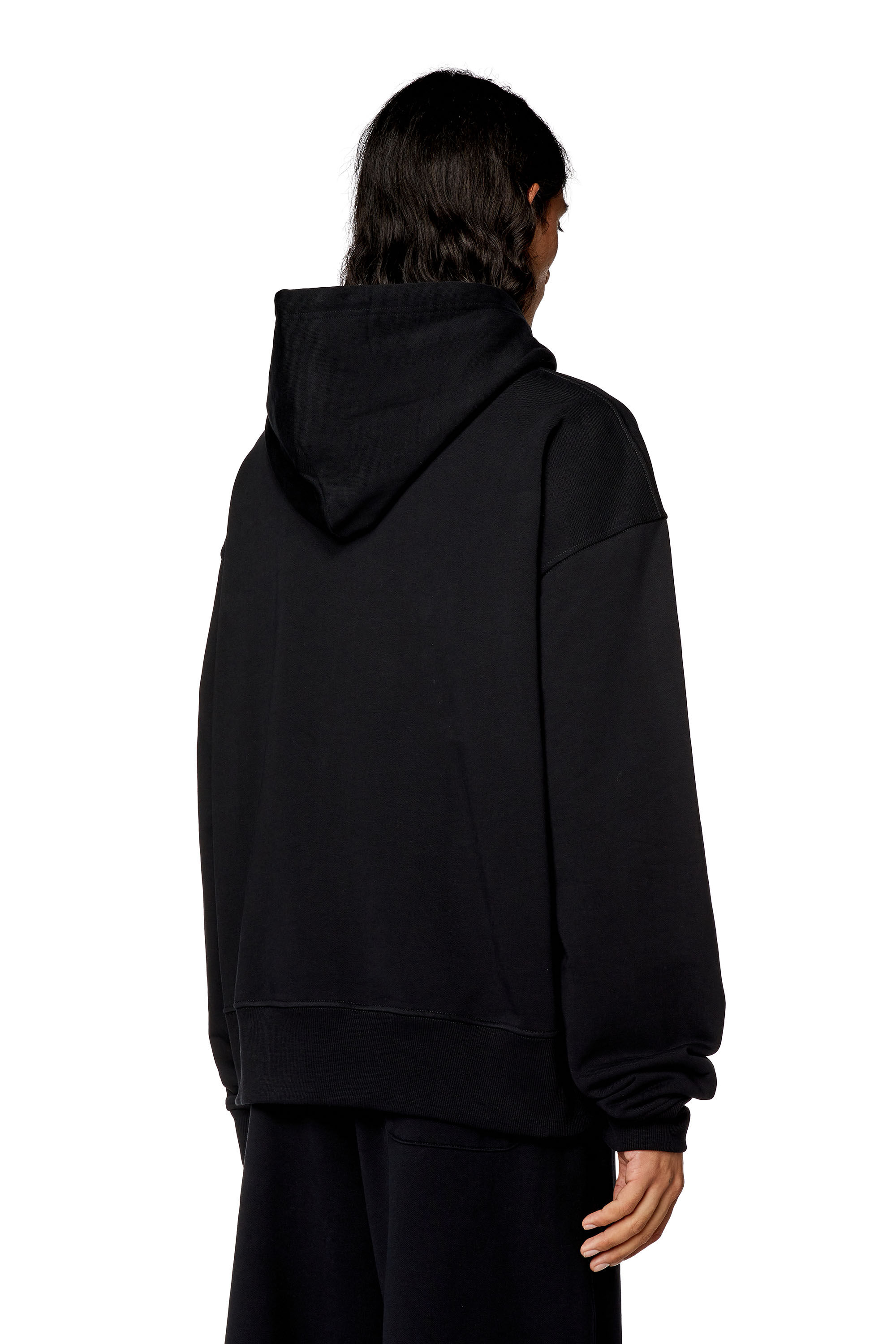 S MACS HOOD OD Uomo felpa nera oversize con cappuccio Diesel