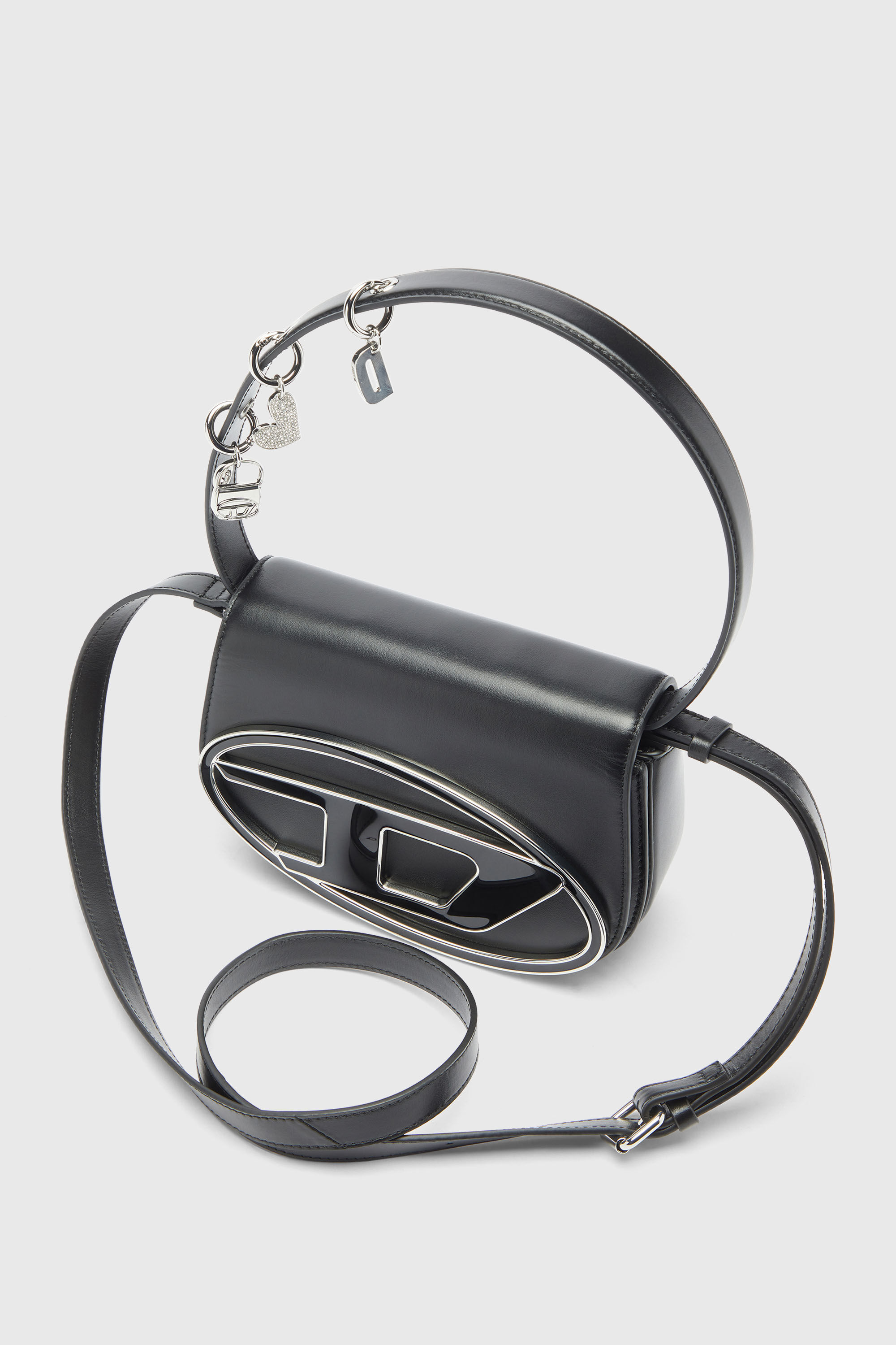 Diesel - 1DR, 1DR -Iconica borsa a spalla in pelle con charms sul manico Donna in Nero - 5