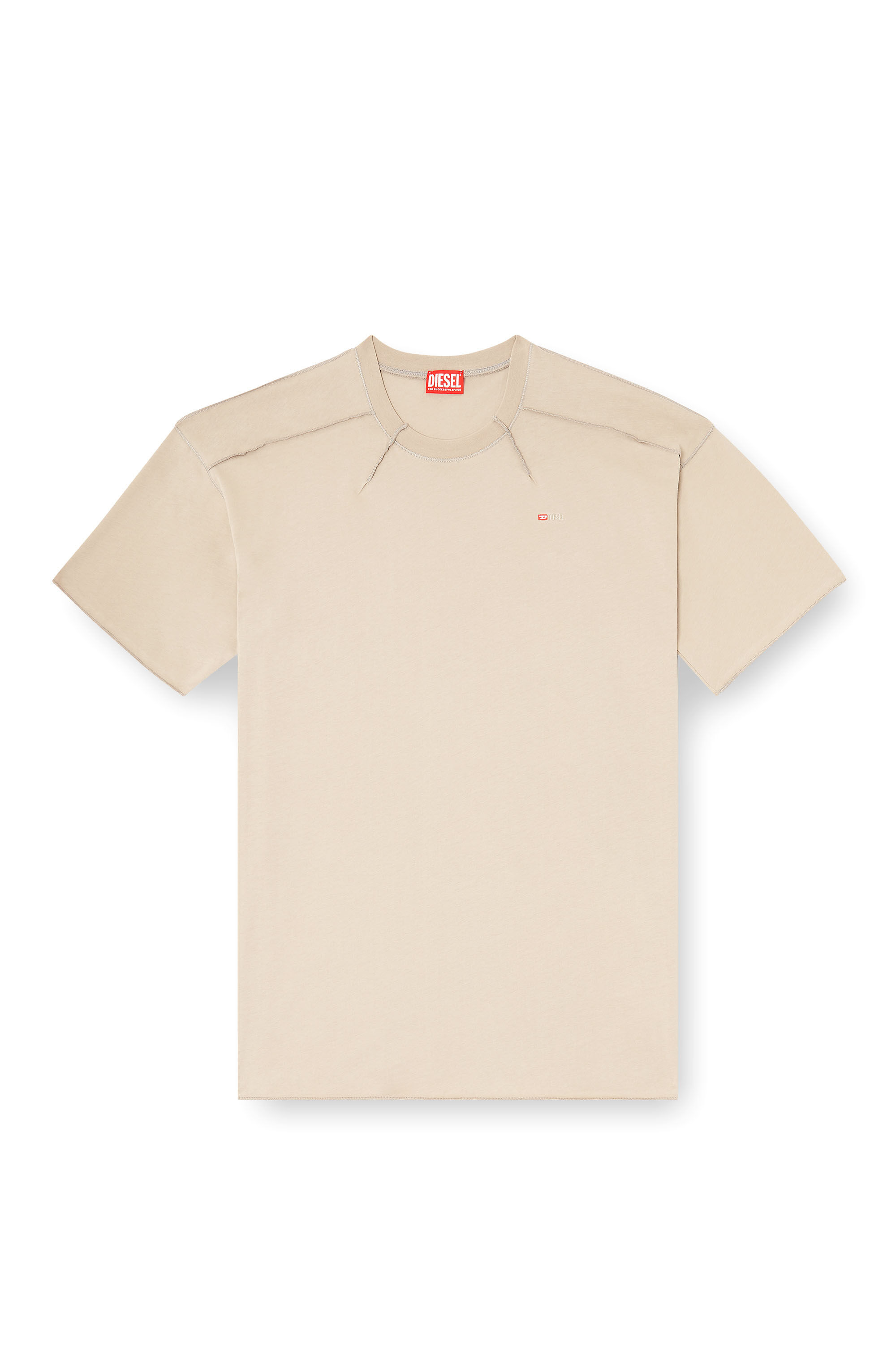 Diesel - T-CRAHOR-BOXT-T1, T-shirt in cotone con micro ricamo Uomo in Beige - 2