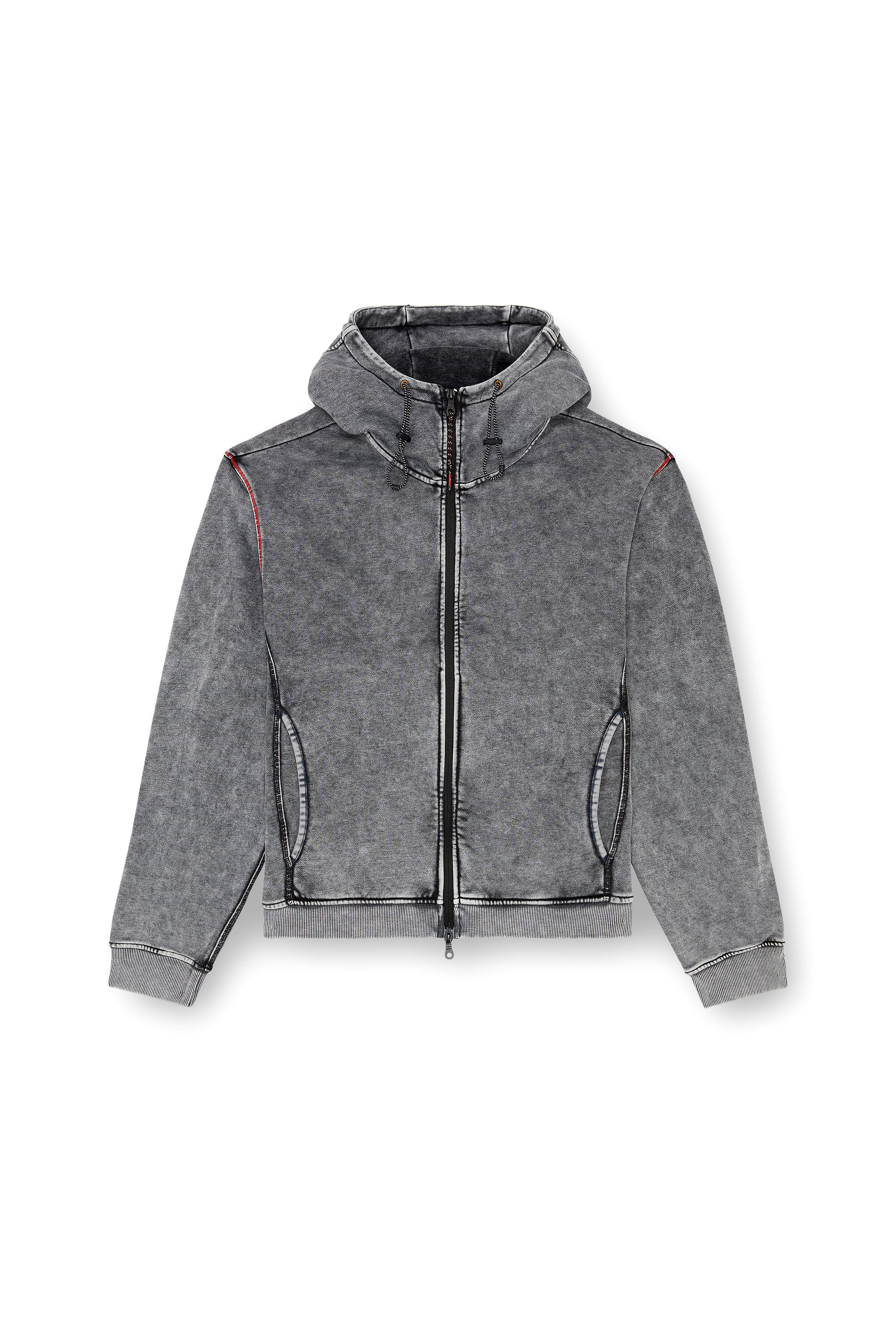 Diesel - AMST-TRANE-HT48, Hoodie sfumato con zip posteriore Uomo in Grigio - 2