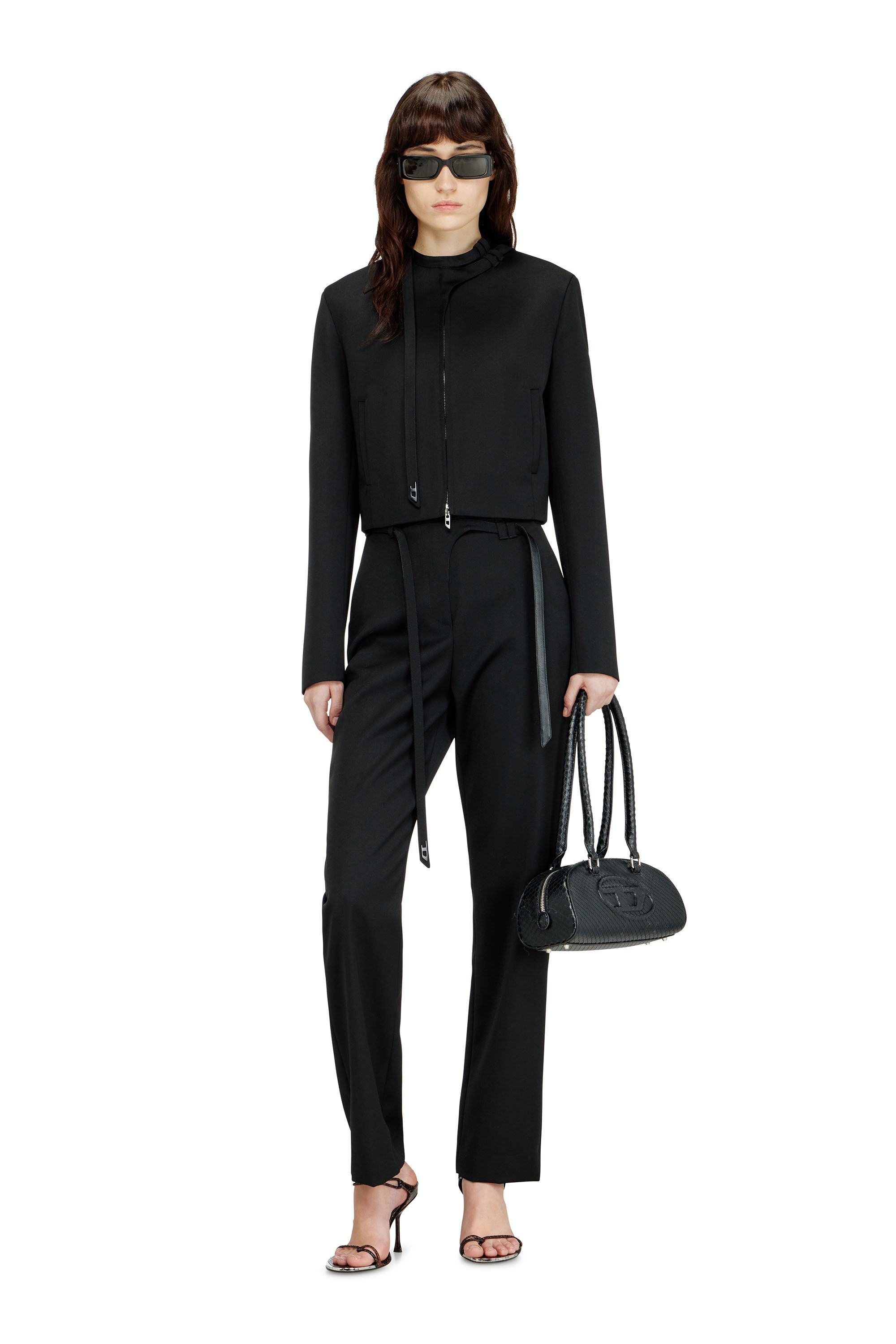 Diesel - P-IXIE-1, Pantaloni sartoriali con cintura biker Donna in Nero - 1