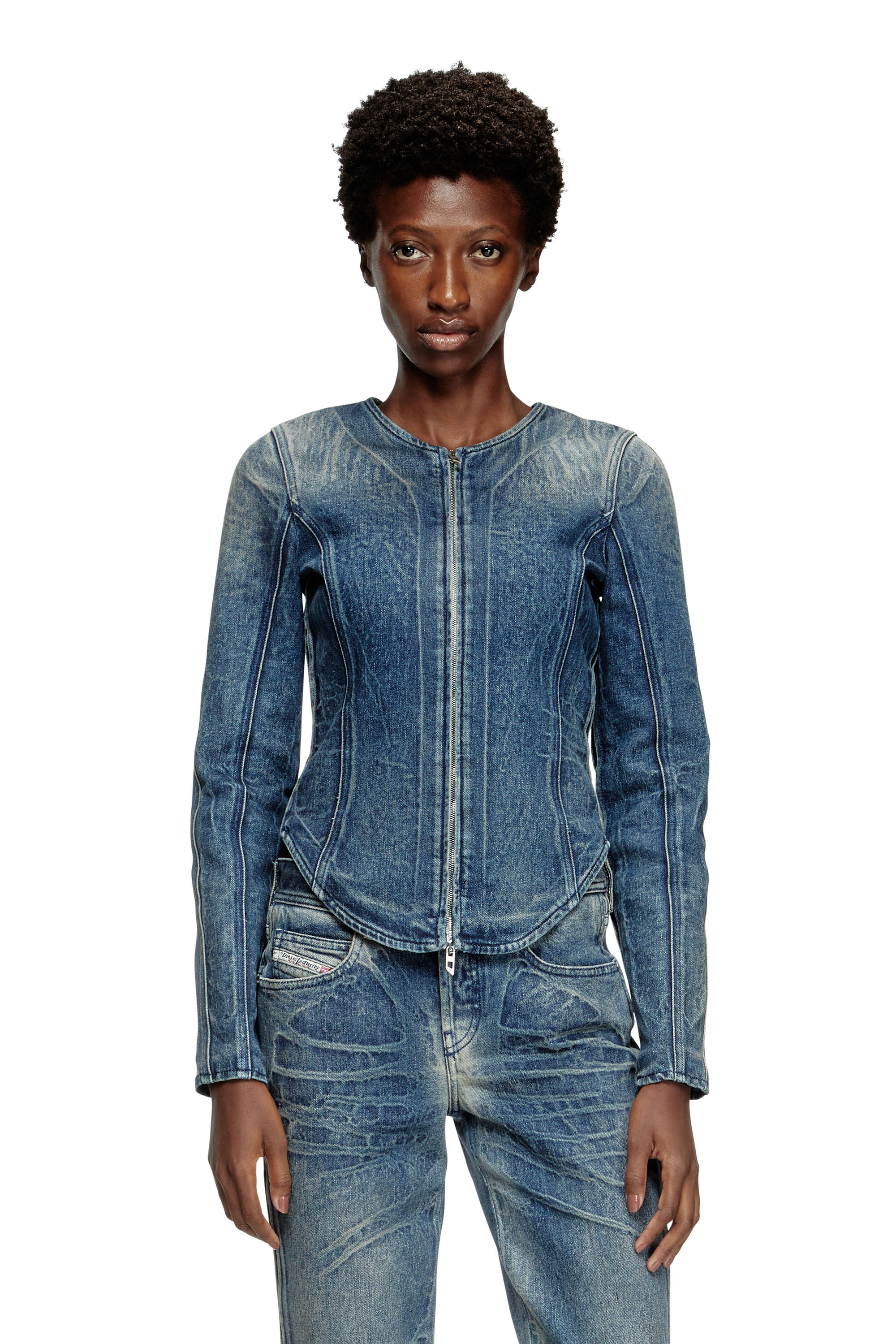 Diesel - DE-GARY-FSG, Giacca in denim Ghost Embossed Donna in Blu - 3