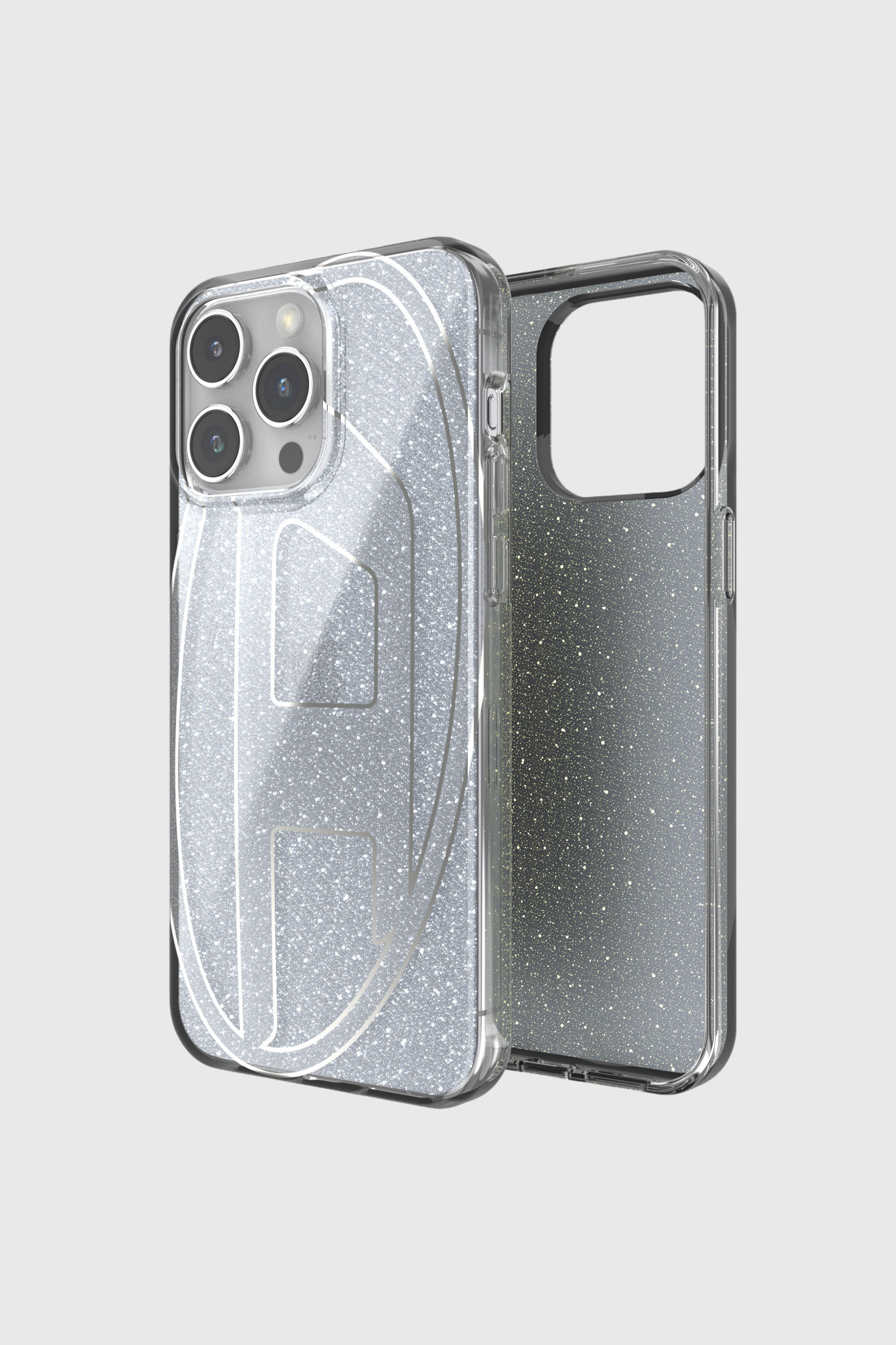 Diesel - 60033 AOP CASE, Cover glitterata per iP 15 Pro Max Unisex in Argento - 1