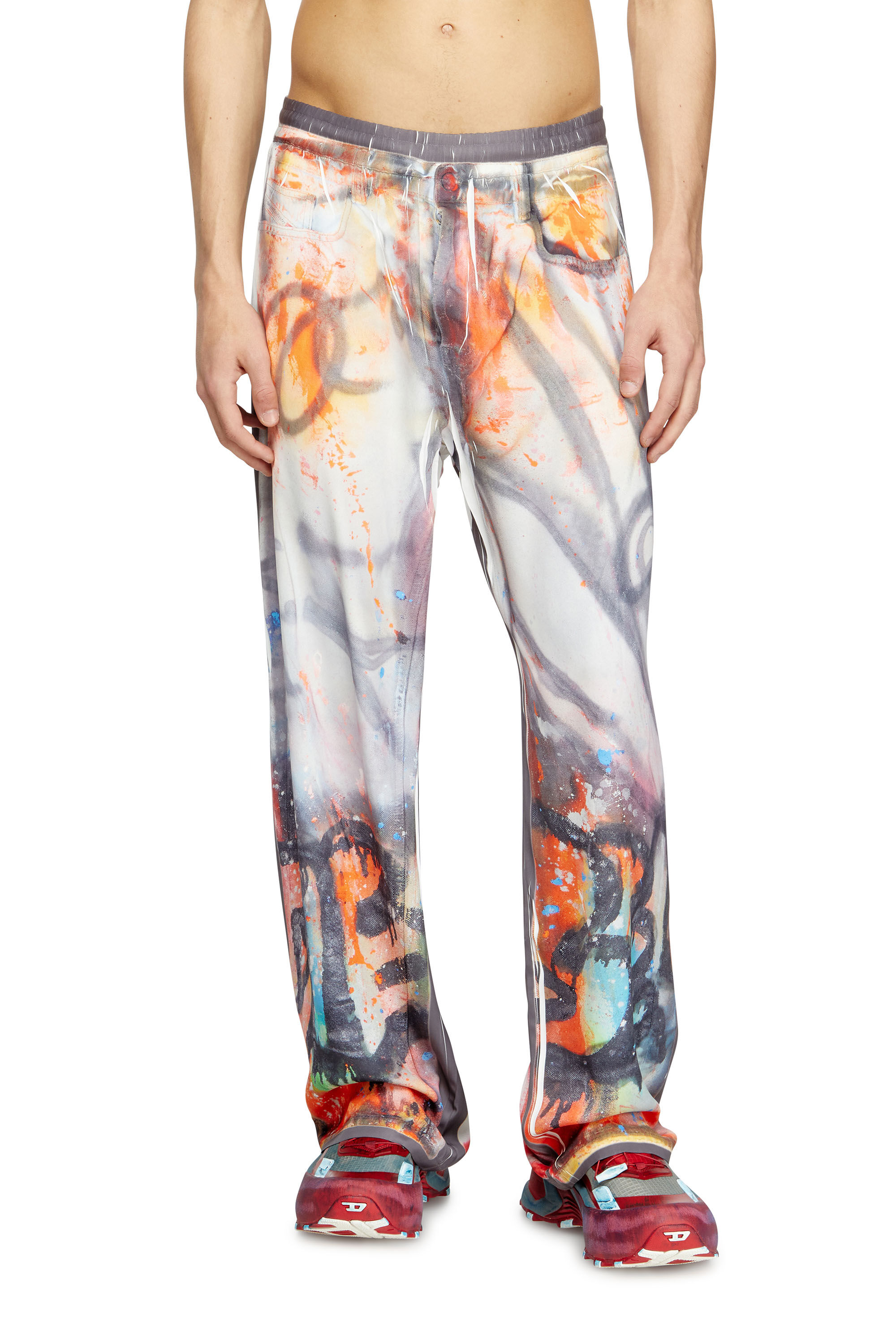 Diesel - P-AFTER-GRAFFITI-USA, Pantalone relaxed con stampa graffiti Unisex in Grigio - 3