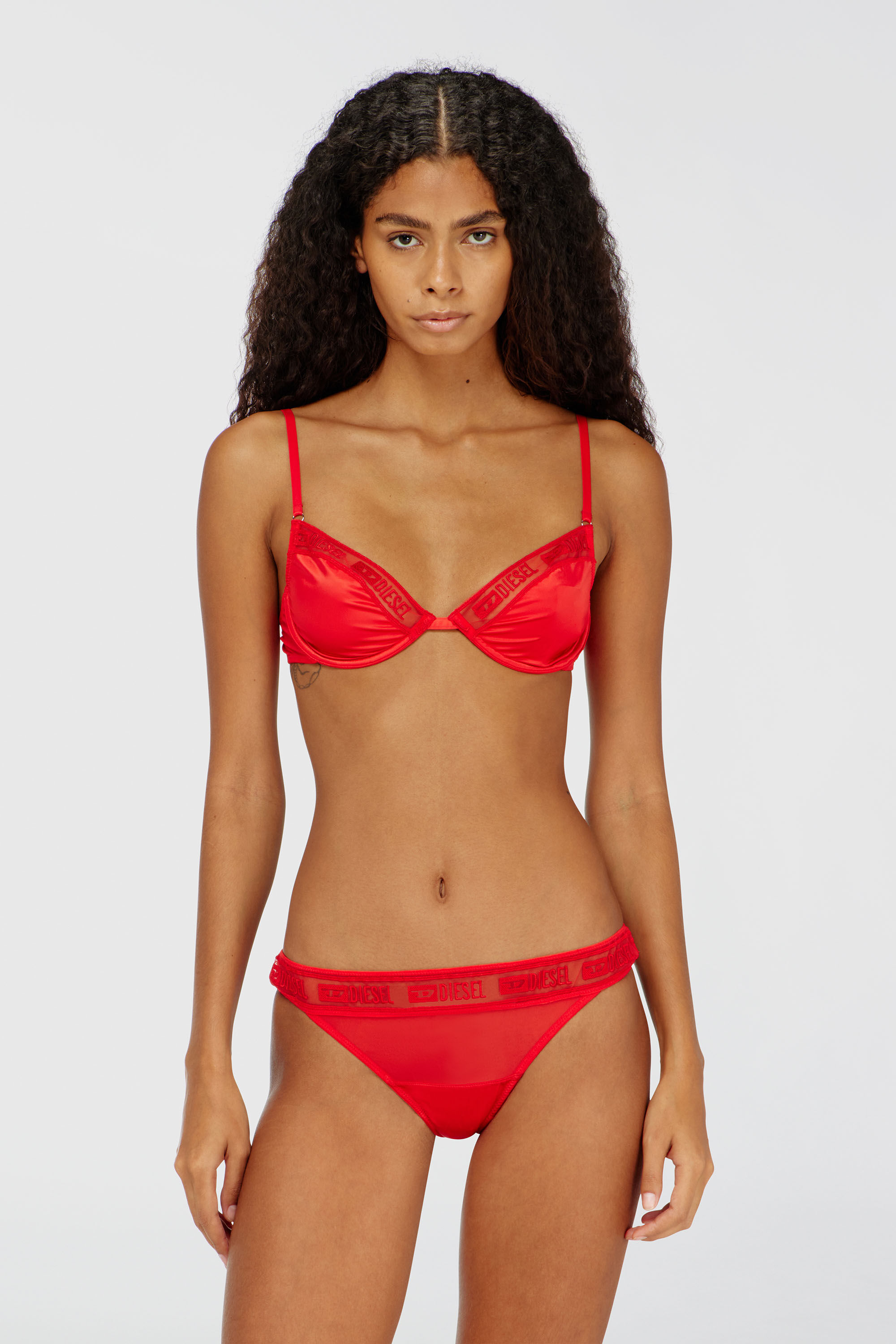 Diesel - NINA-GFT, Reggiseno in raso stretch con bordo in mesh logato Donna in ToBeDefined - 2
