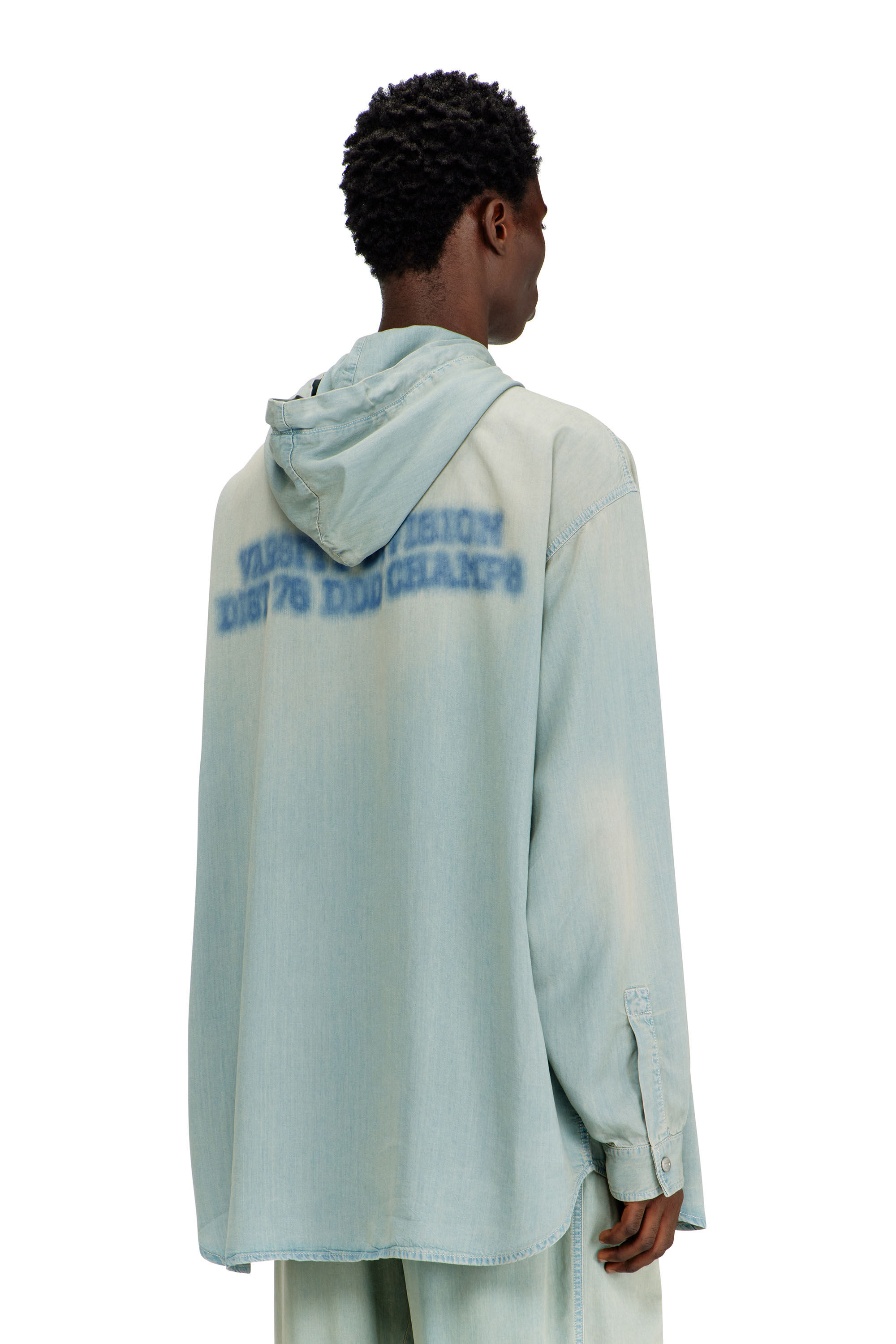 Diesel - D-DEWNY-HOOD-S3, Overshirt in denim fluido effetto dirt Uomo in ToBeDefined - 3