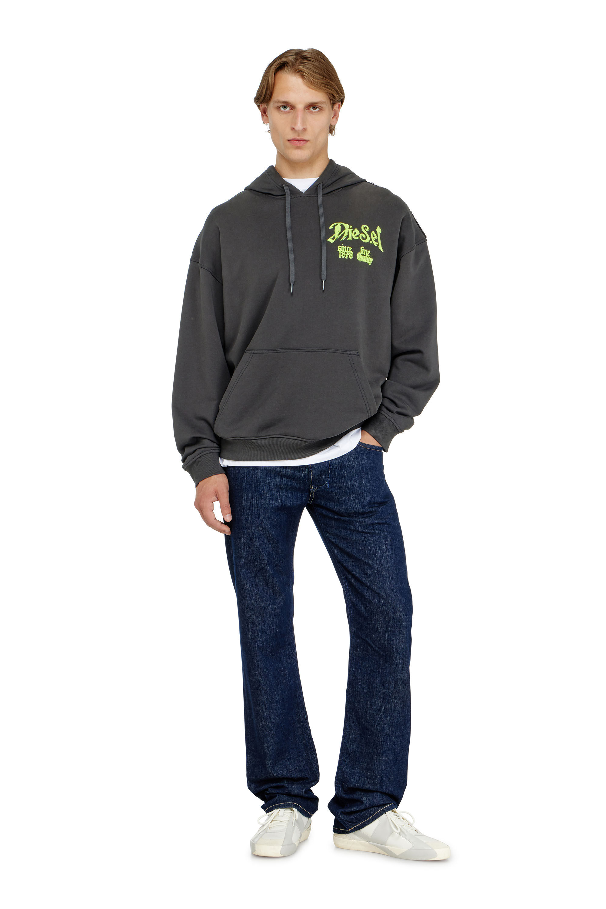 Diesel - S-BOXT-HOOD-AA2, Felpa in cotone con grafiche floccate Uomo in ToBeDefined - 1