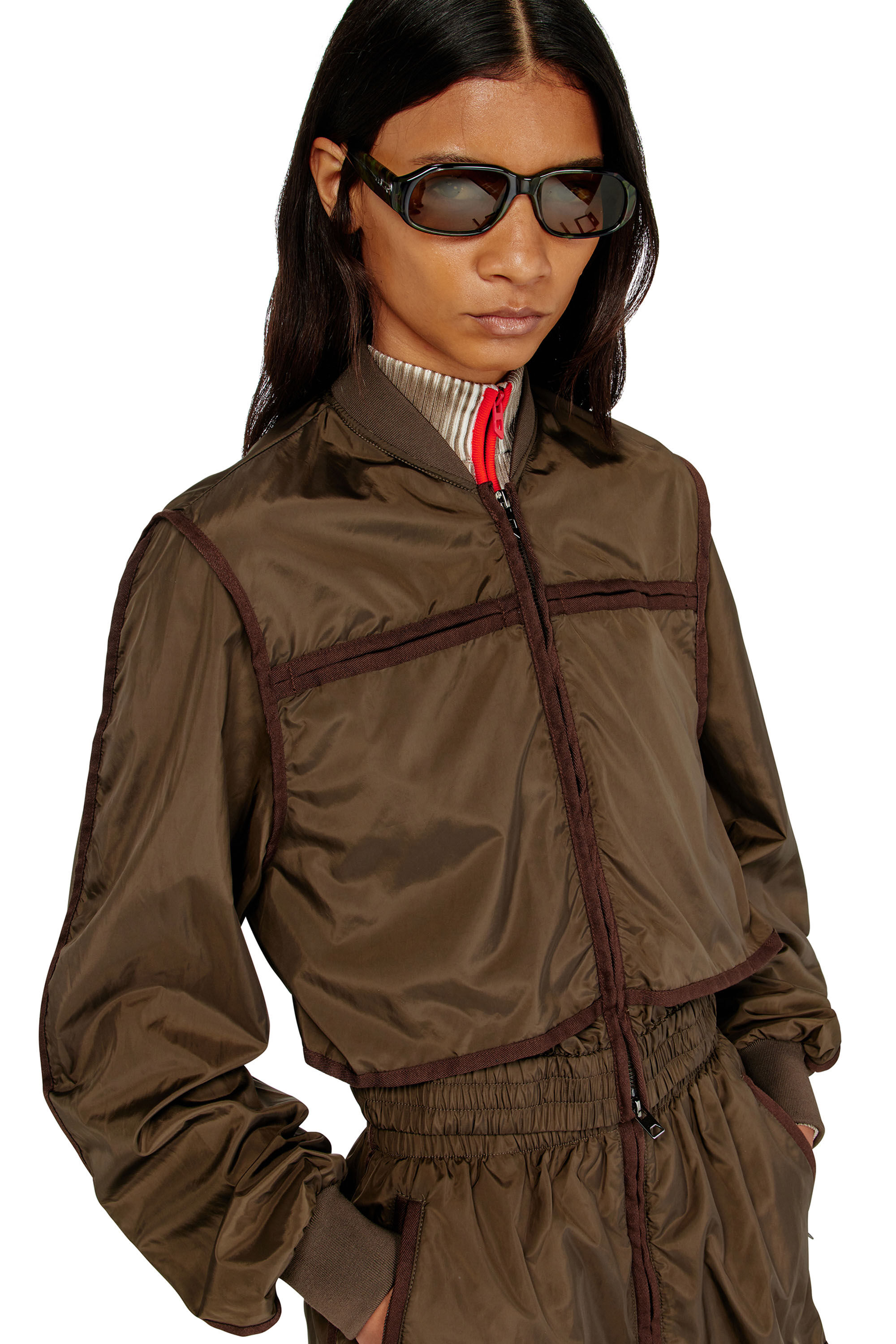 Diesel - G-OTHAM, Giacca in nylon con nastrature tono su tono Donna in ToBeDefined - 5