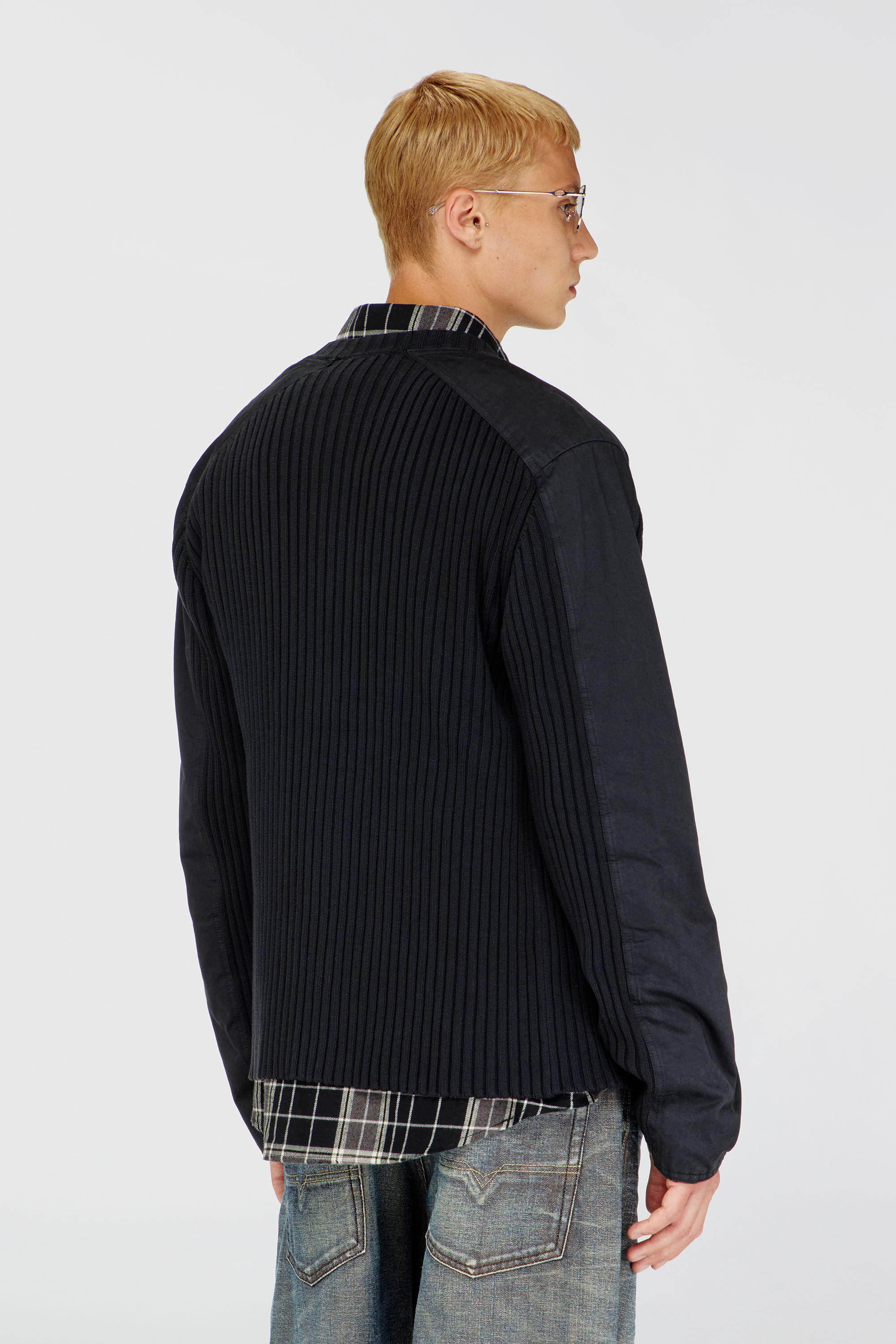 Diesel - K-MATTY, Man's Zipped cardigan with utilitarian panels in Black - 4