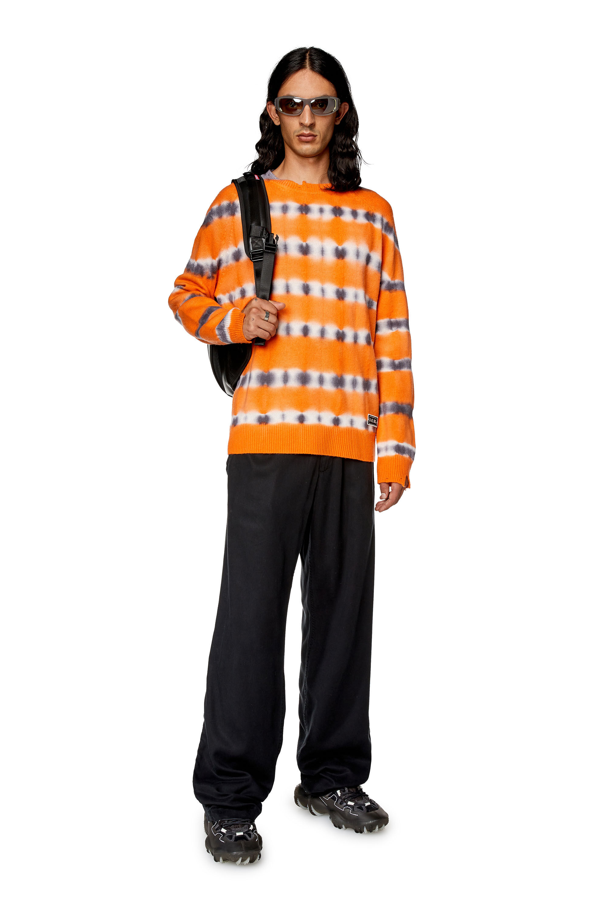 Diesel - K-RO, Maglia in jersey di lana tie-dye Uomo in Arancione - 1