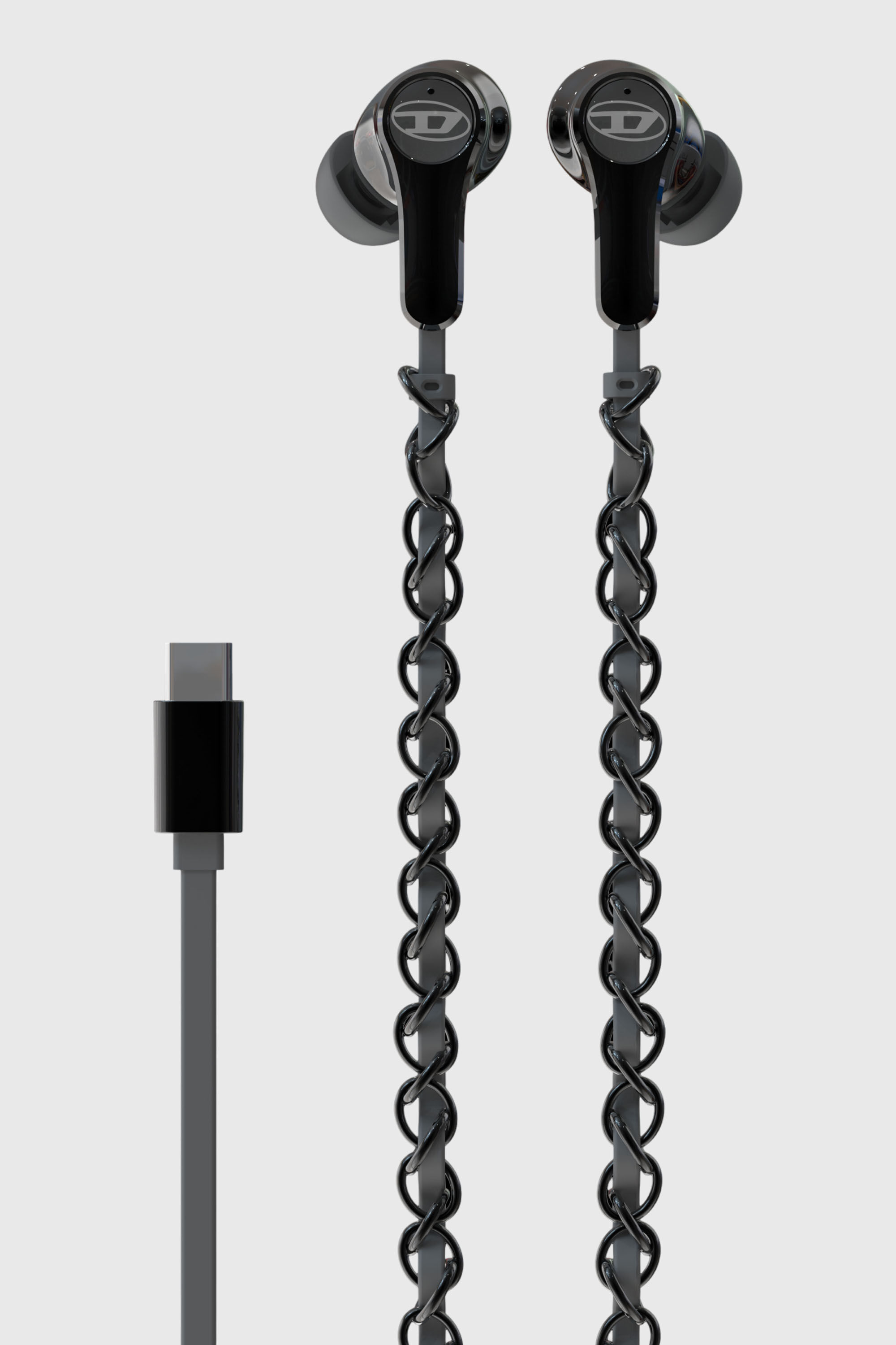 Diesel - 60686 WIRED EARBUDS WIRED EARBUDS, Auricolari neri con filo e charms Unisex in Nero - 2