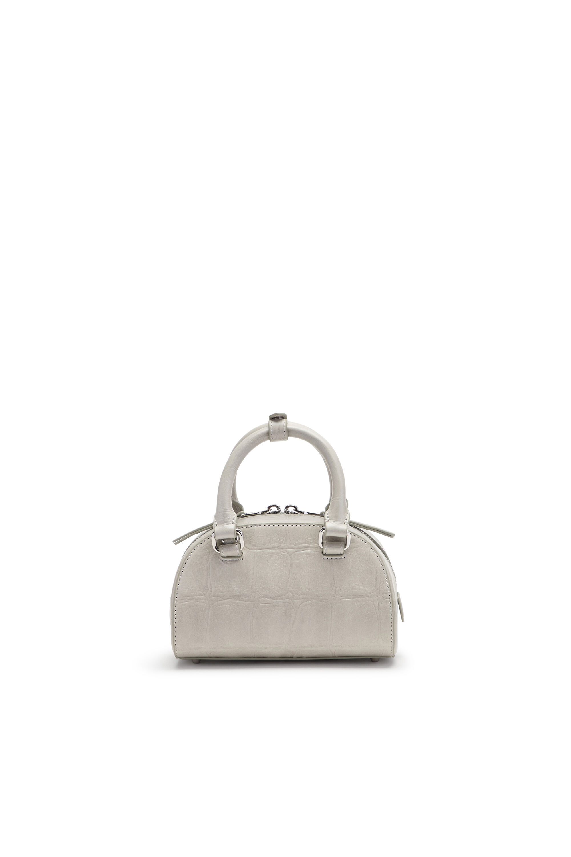 Diesel - 1DR DOME CROSSBODY, 1DR Dome-Borsa bowling mini in pelle effetto coccodrillo Donna in Grigio - 2