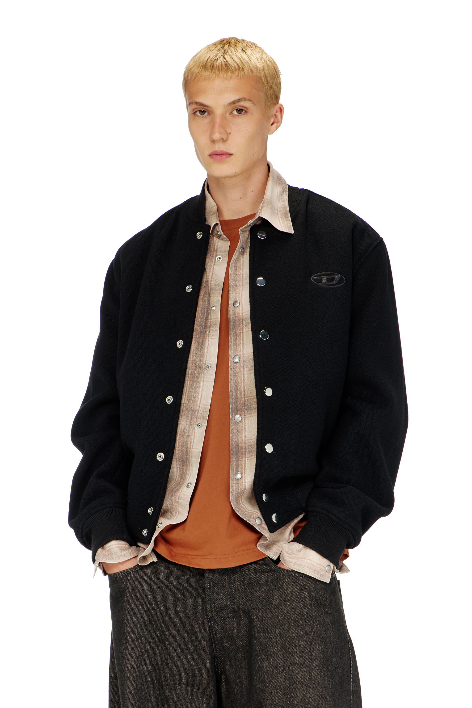 Diesel - J-ARRY-WRD, Giacca bomber in panno misto lana Uomo in Nero - 3