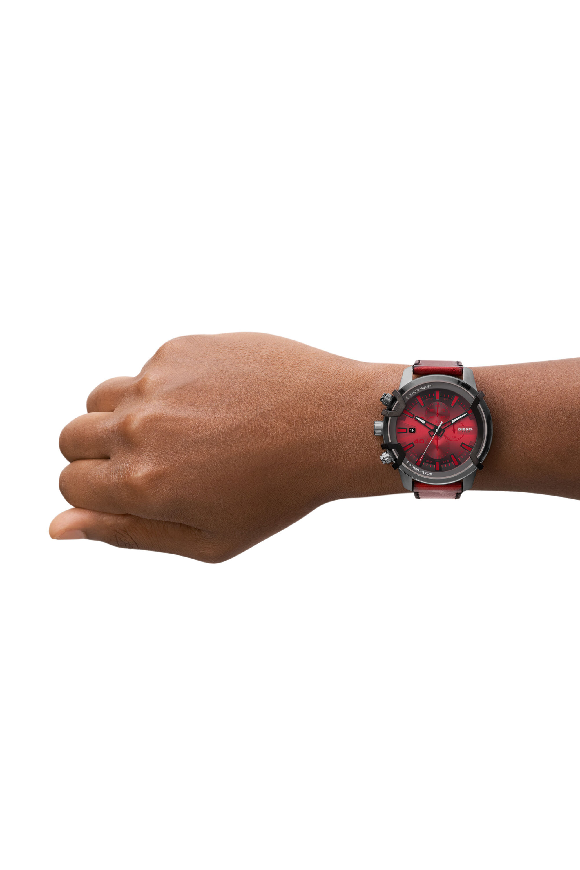 Diesel - DZ4594, Cronografo Griffed in pelle rossa Uomo in Rosso - 4