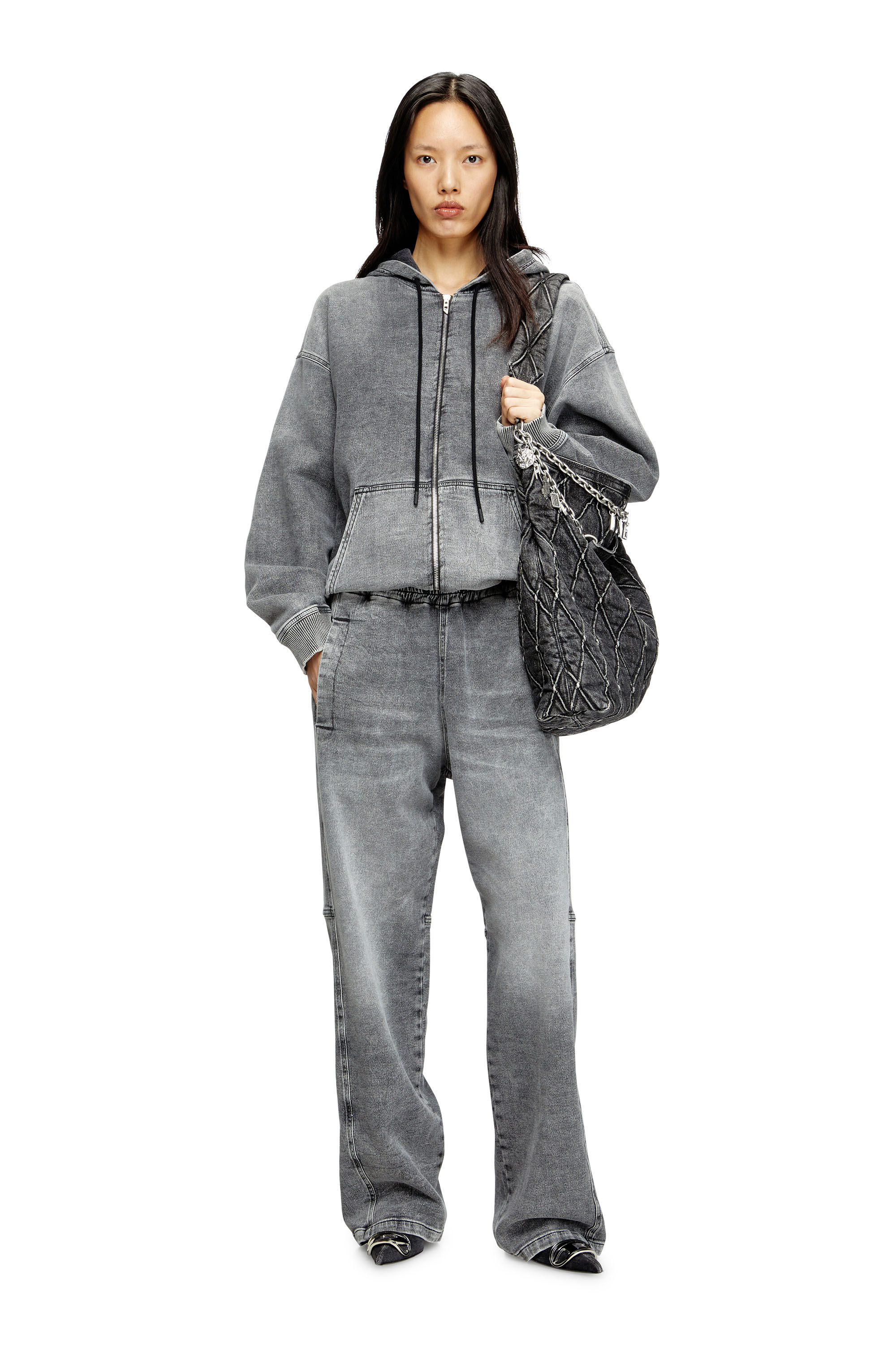Diesel - Relaxed D-Martyans Track Denim 0BEBR Unisex, Nero/Grigio scuro - Image 6