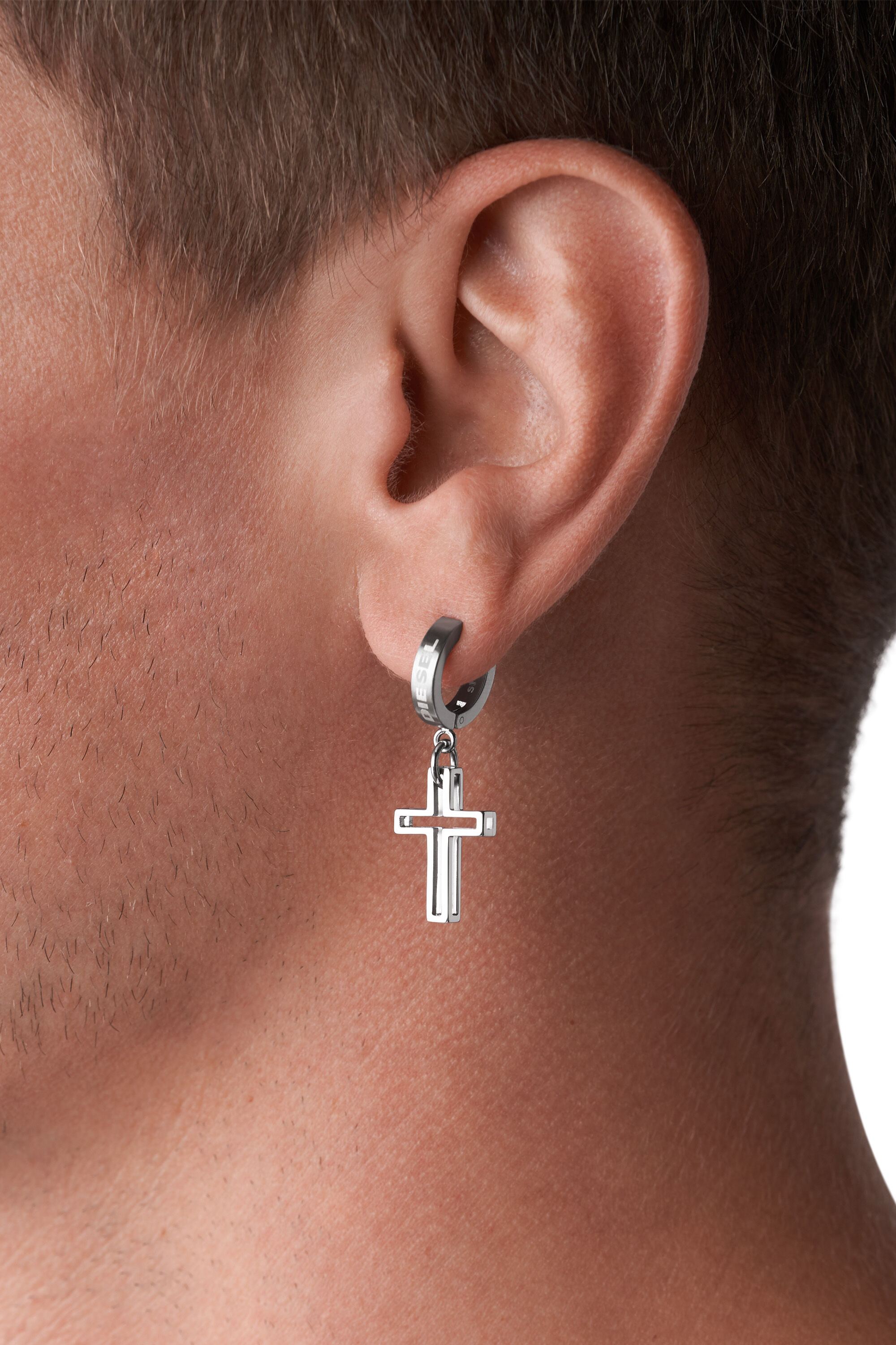 Diesel - DX1333, Orecchino a cerchio in acciaio Unisex in Argento - 3