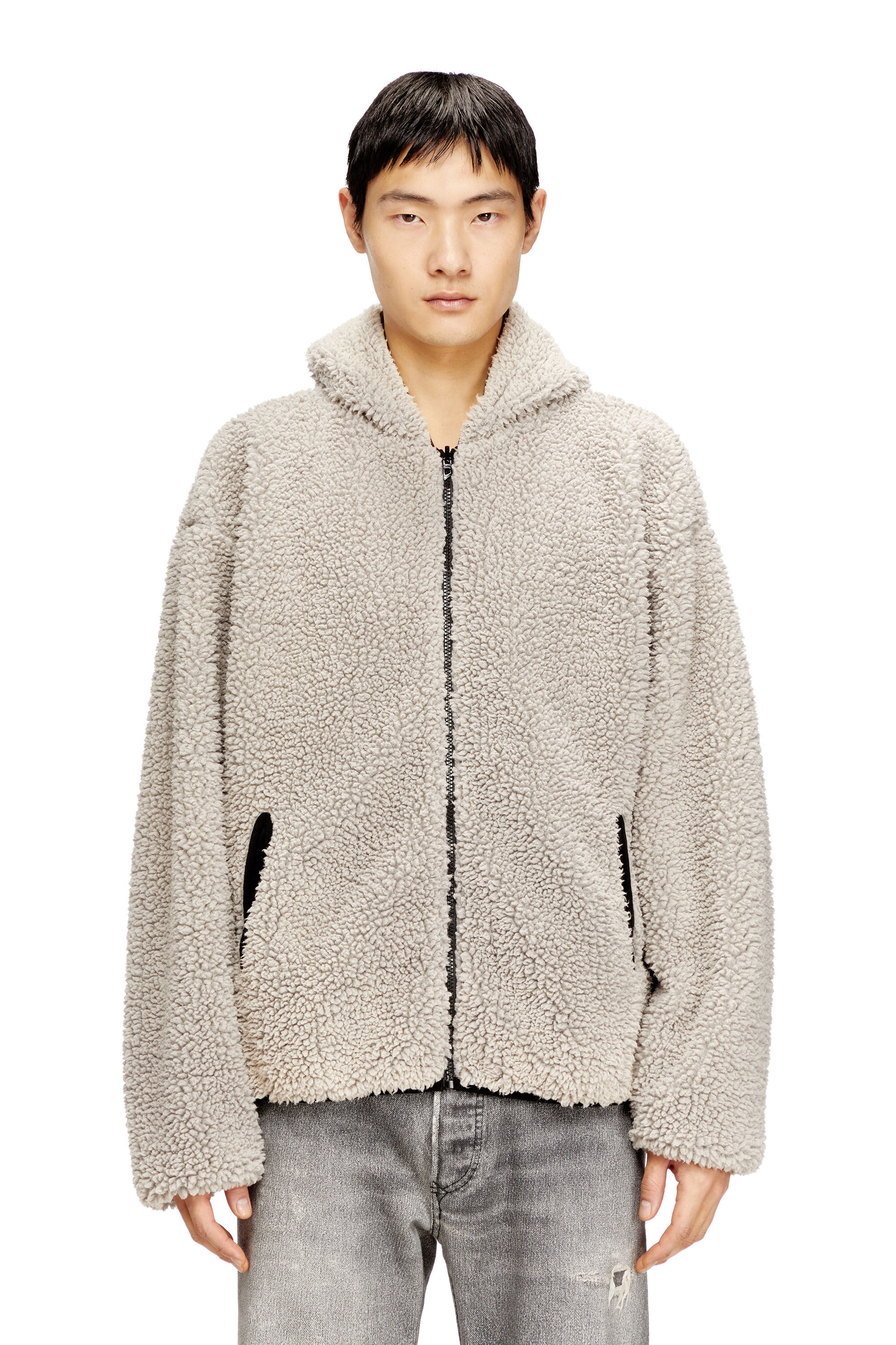 Men's Reversible hooded zip-up jacket | Brown | Diesel