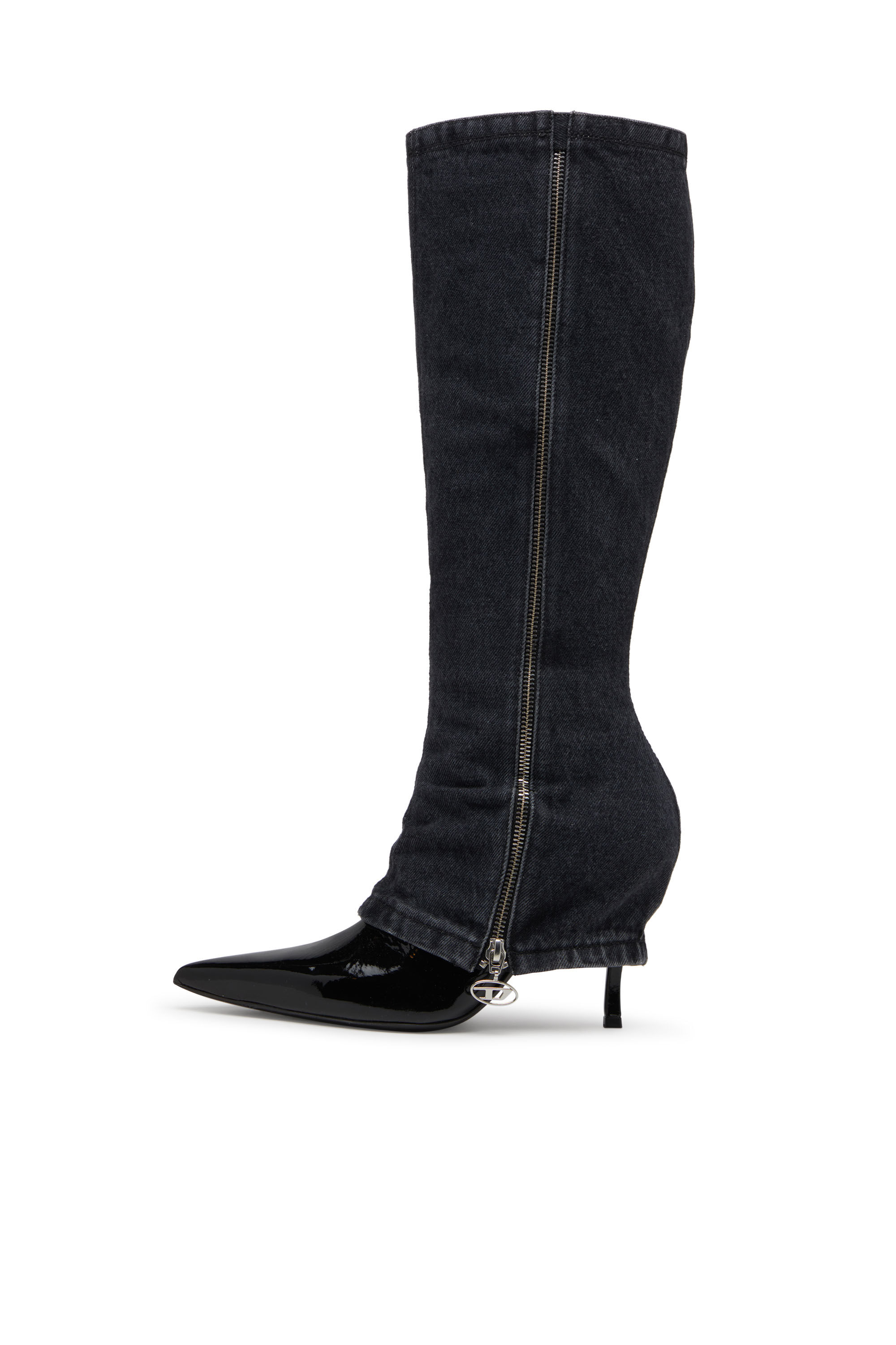 Diesel - D-VENUS TWISTED BOOT, D-Venus-Stivali al ginocchio con effetto trompe l'oeil Donna in Nero - 6