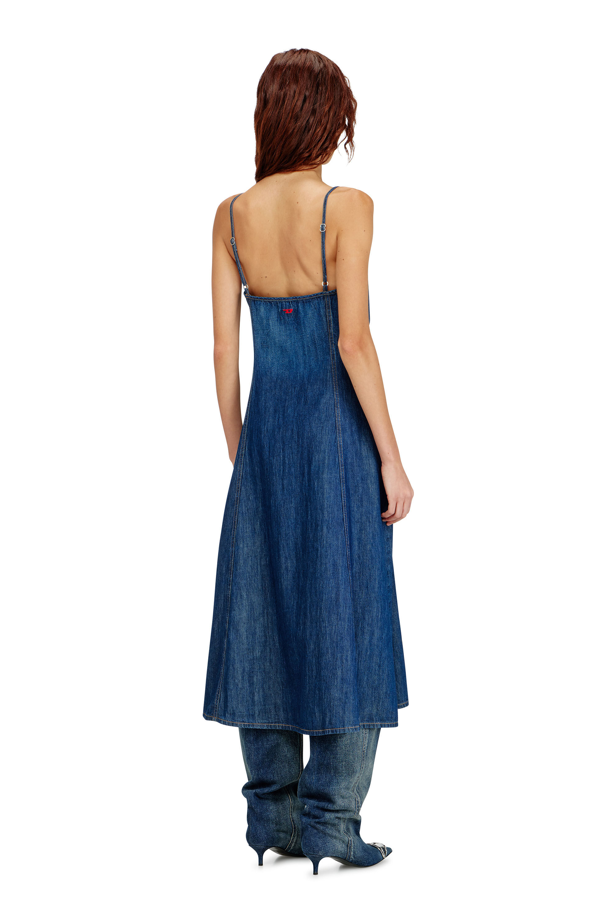 Diesel - DE-BELD-D, Abito midi in denim pulito Donna in Blu - 4