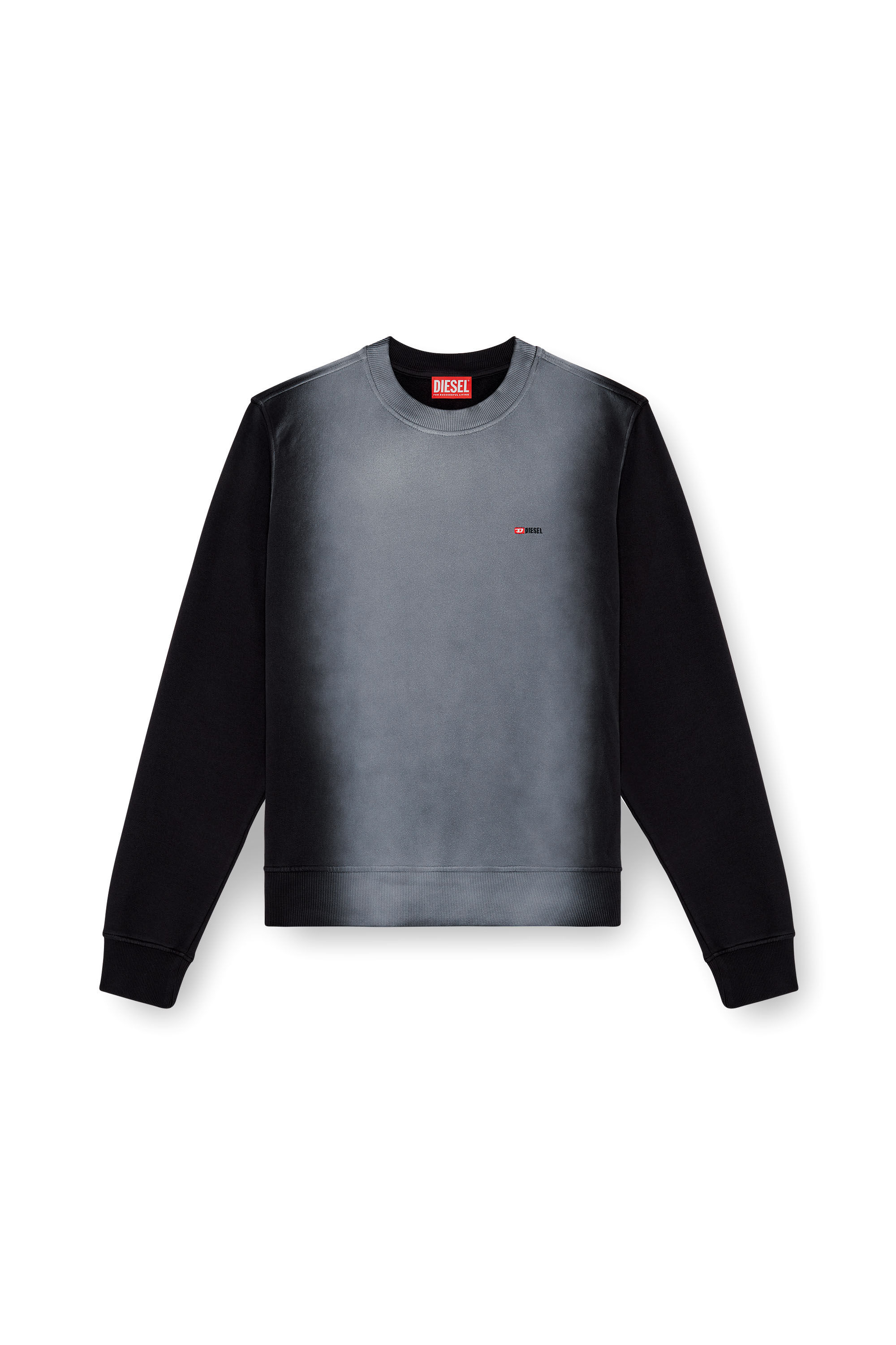 Felpa di cotone con patch sfumate Uomo Nero Diesel