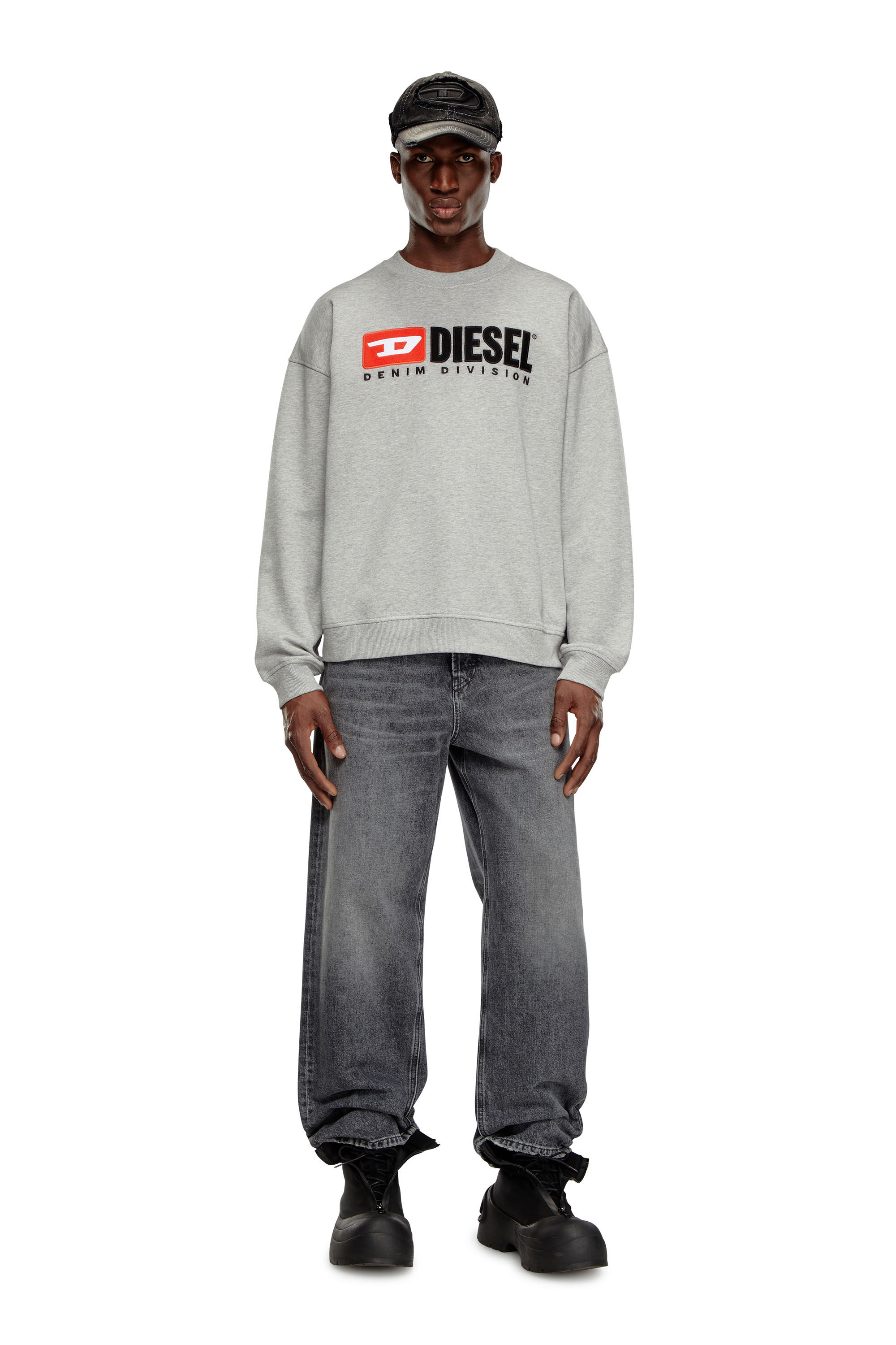 Felpa con logo Denim Division Uomo Grigio Diesel