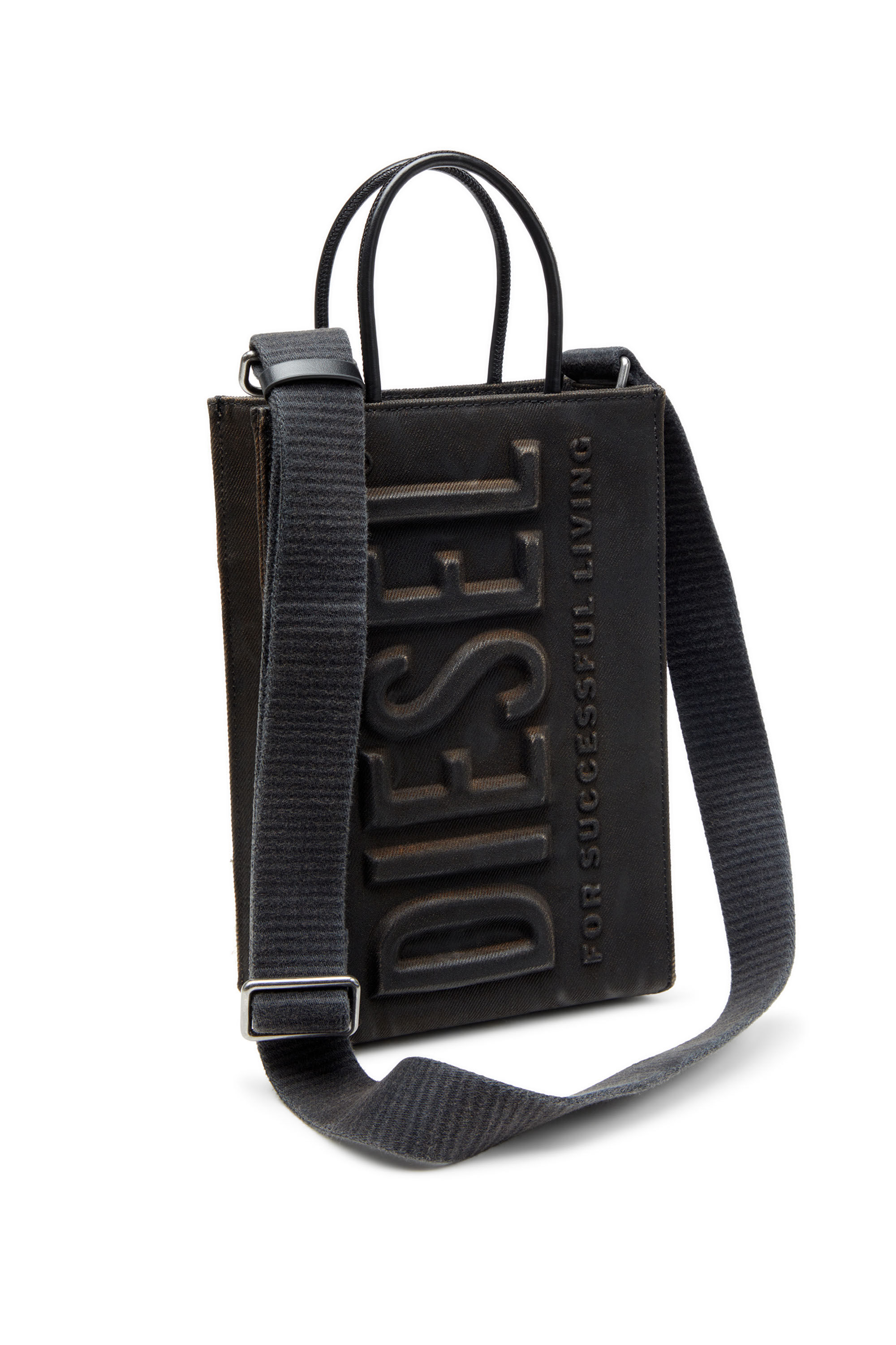 Men's Les Shoppers-Tote bag in coated flocked denim | Black