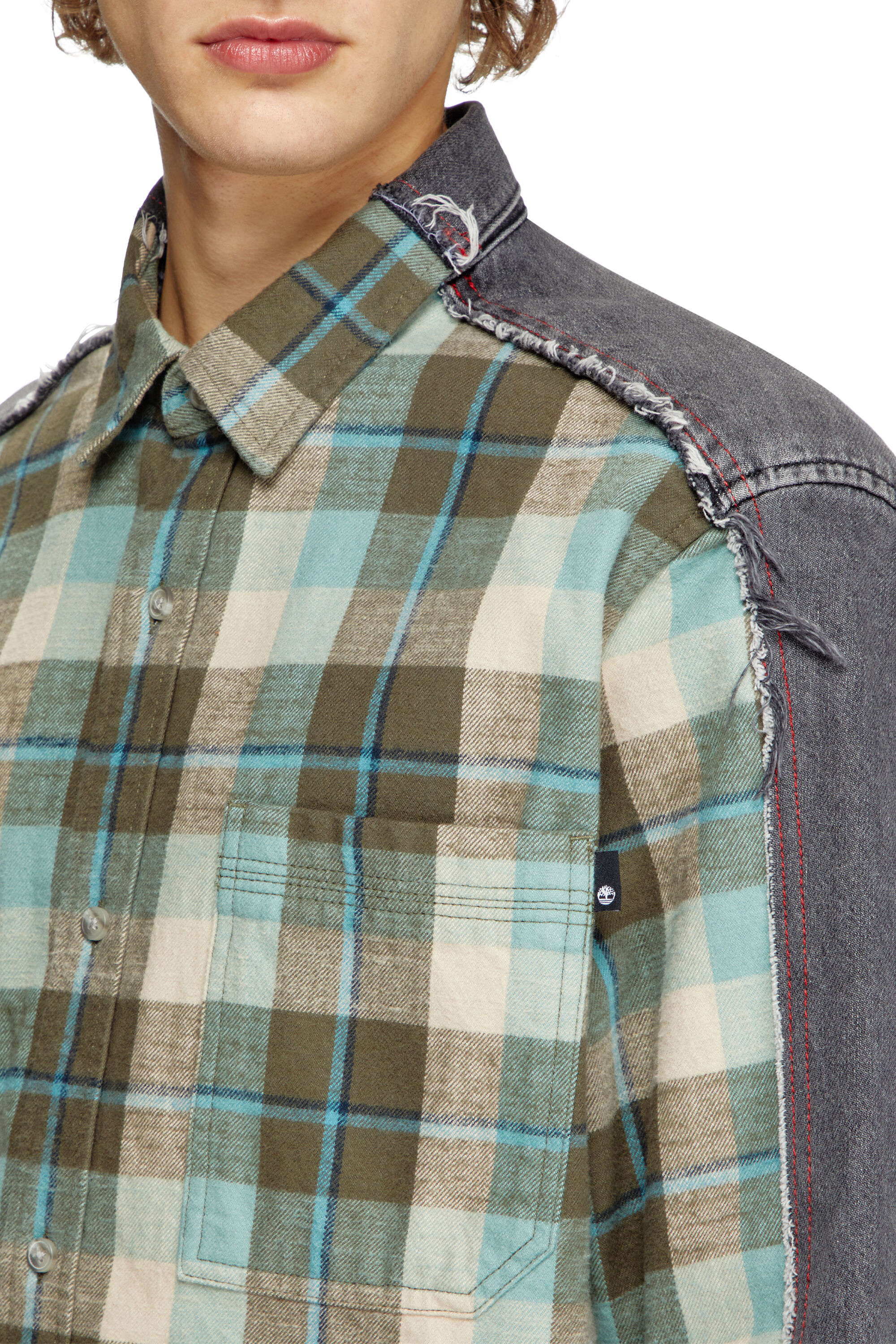 Diesel - Shirt Dieseloves 2B, Camicia in tessuto check e denim Unisex in Multicolor - 4