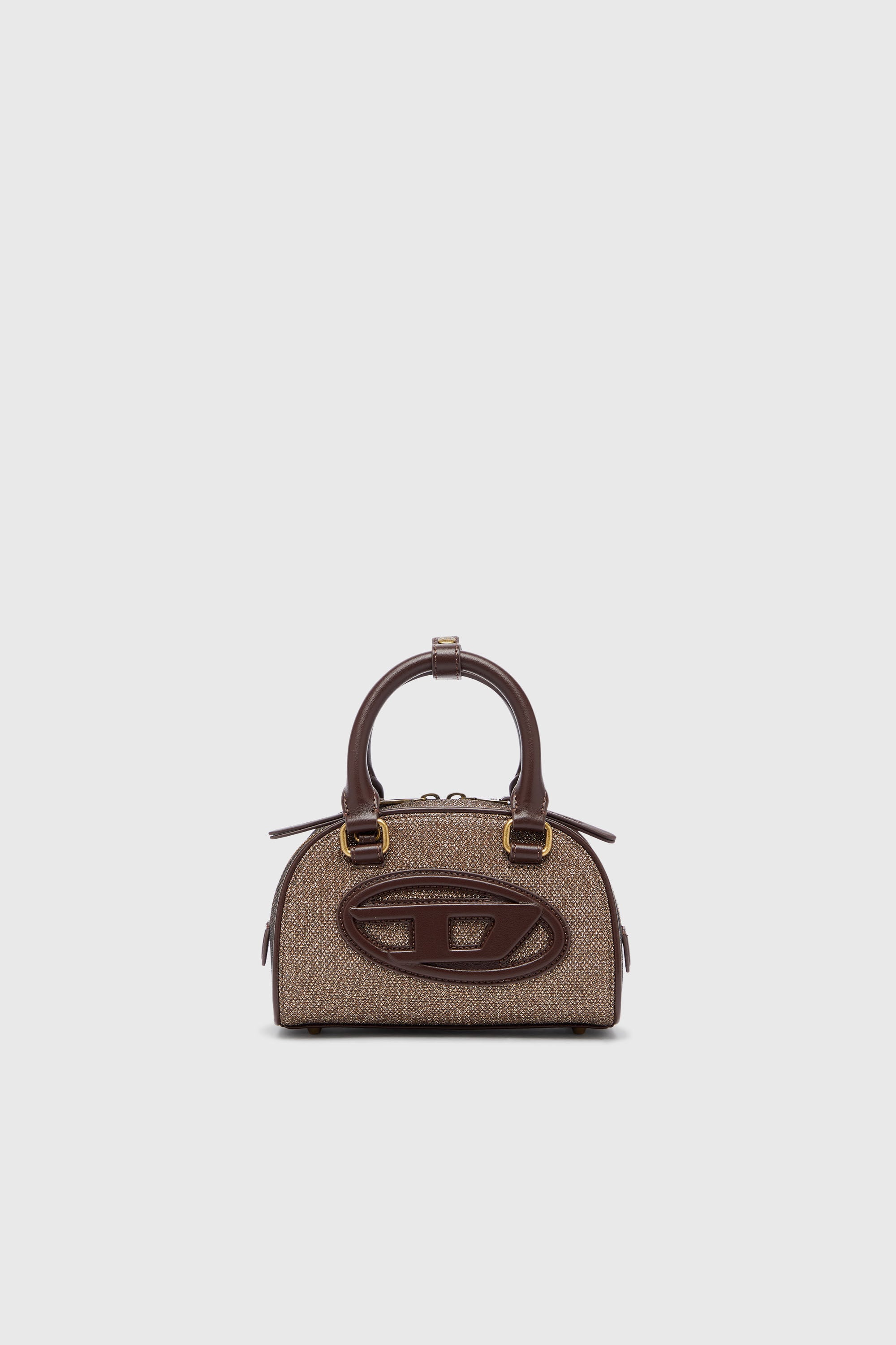 Diesel - 1DR DOME CROSSBODY, 1DR Dome - Borsa bowling piccola in tessuto lurex Donna in Marrone - 1